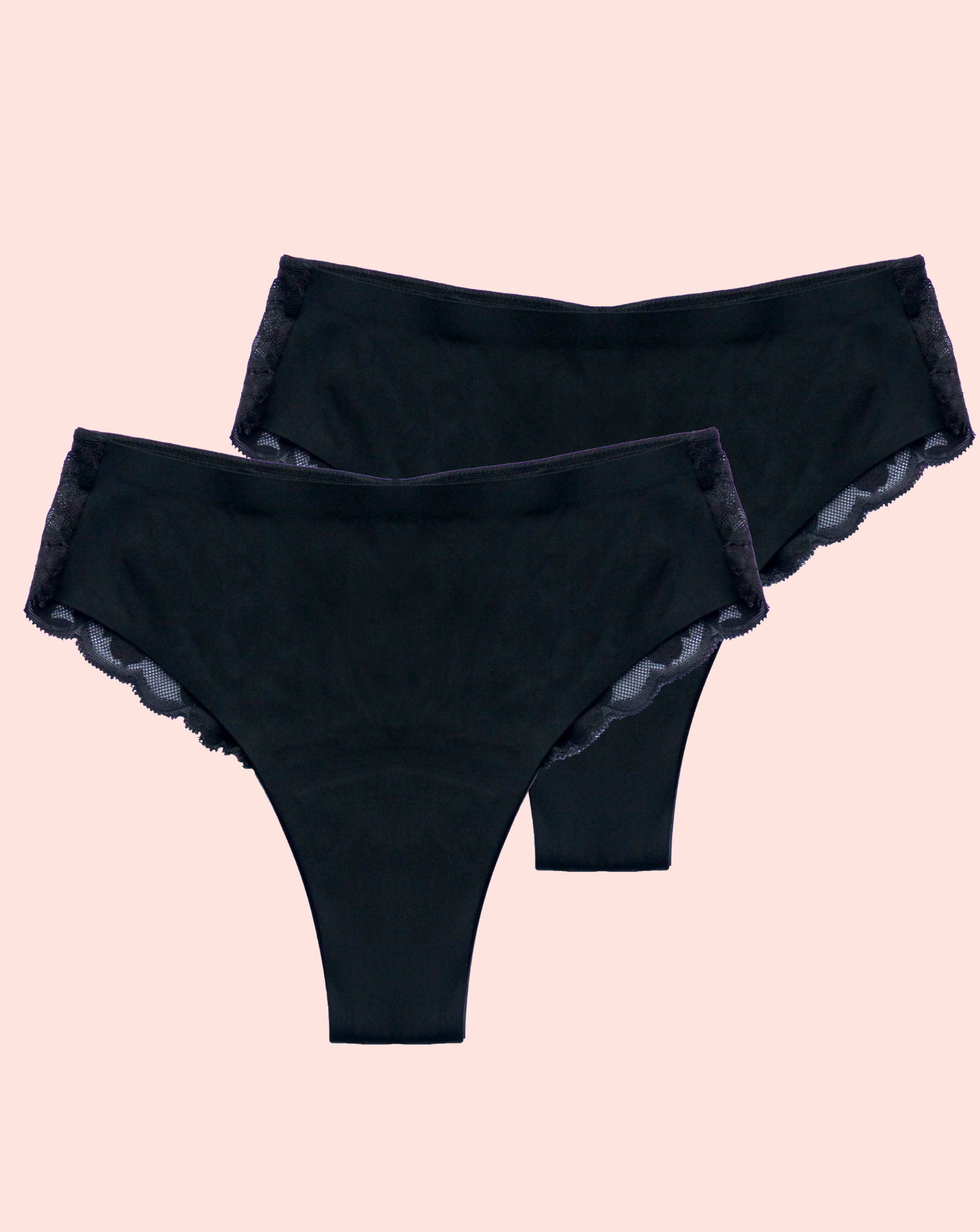 Periodenunterwäsche - Brazilian mit Spitze - Schwarz