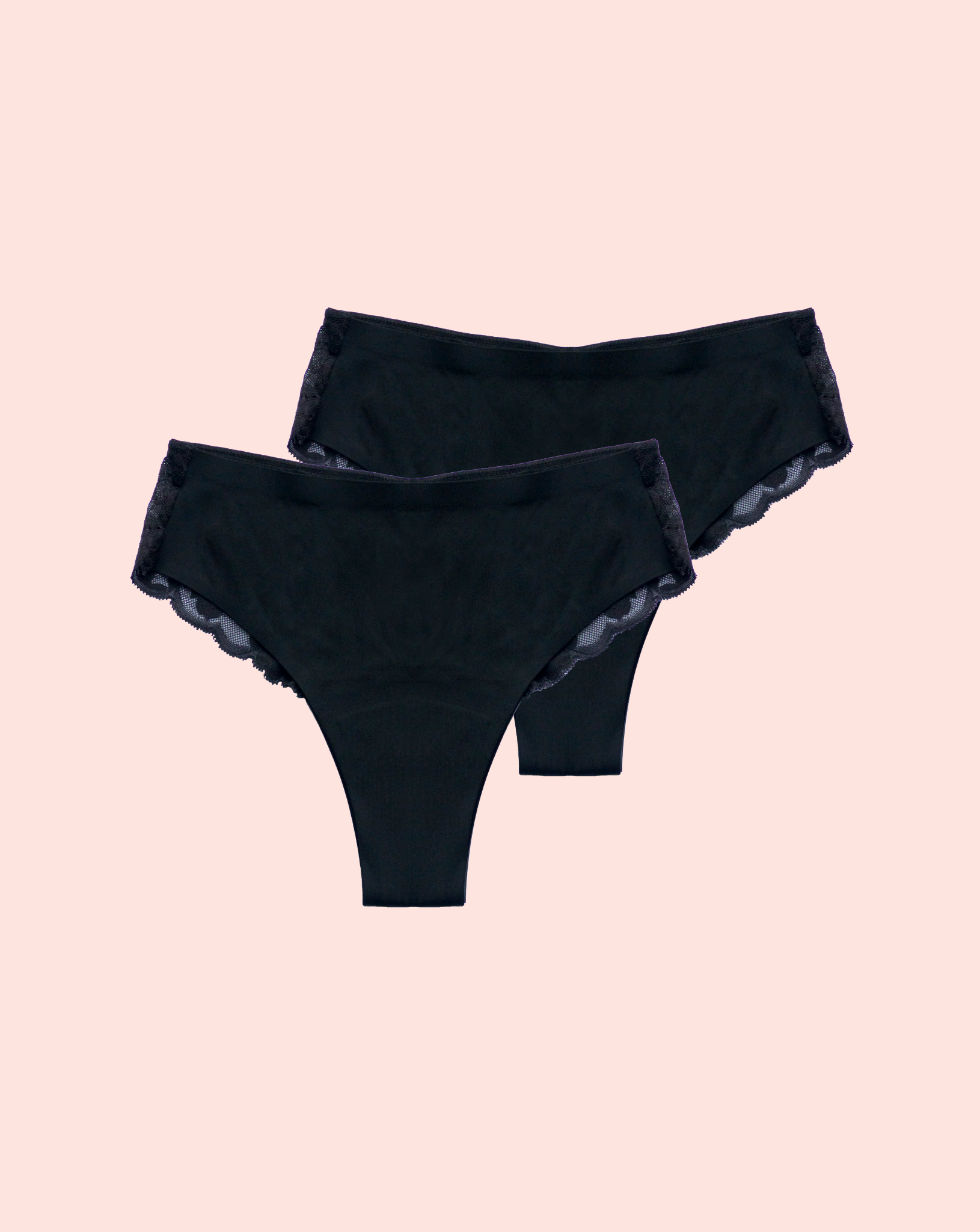 Period Underwear - Brazilian with Lace - Black