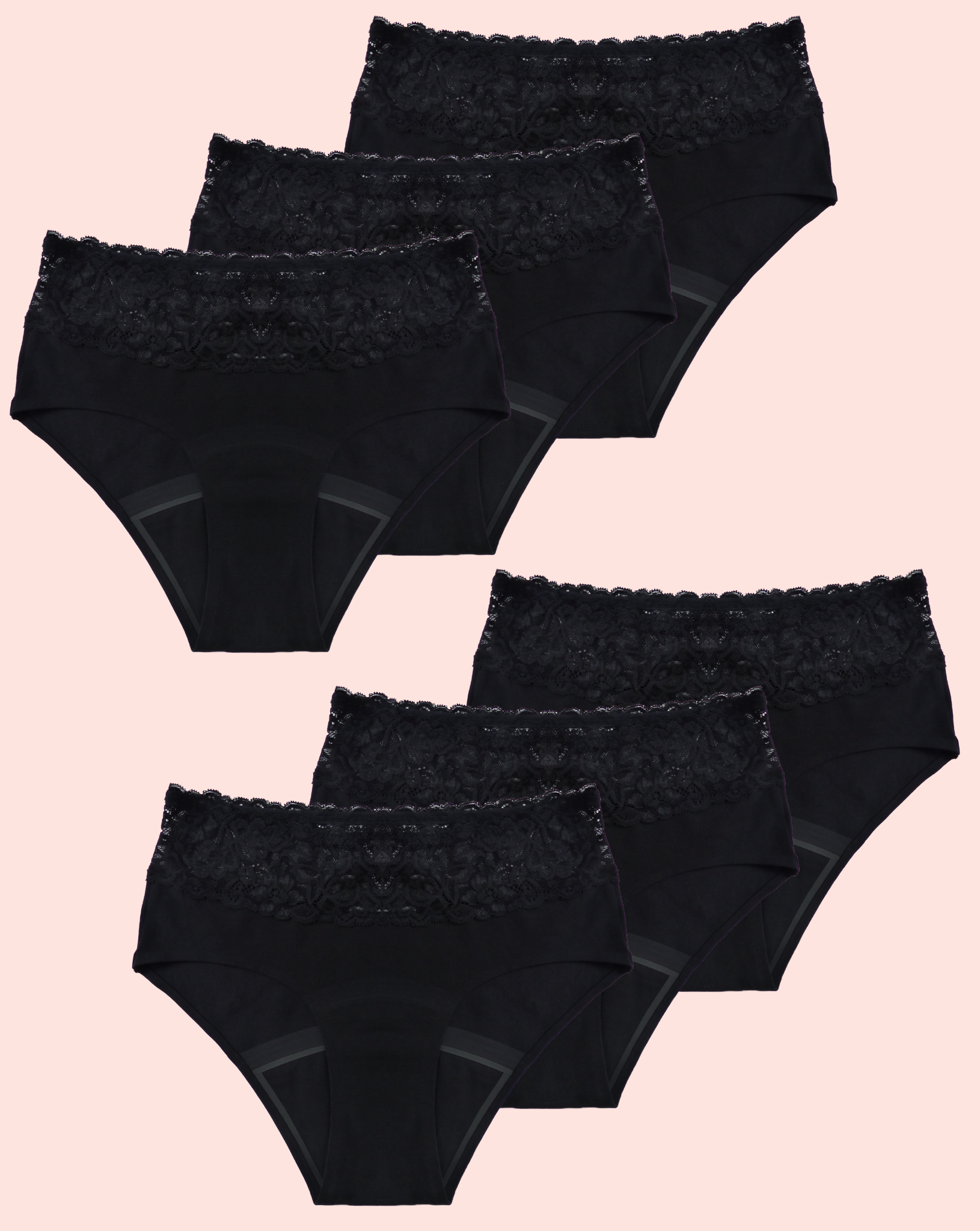 Period Underwear - Brief with Lace - Black