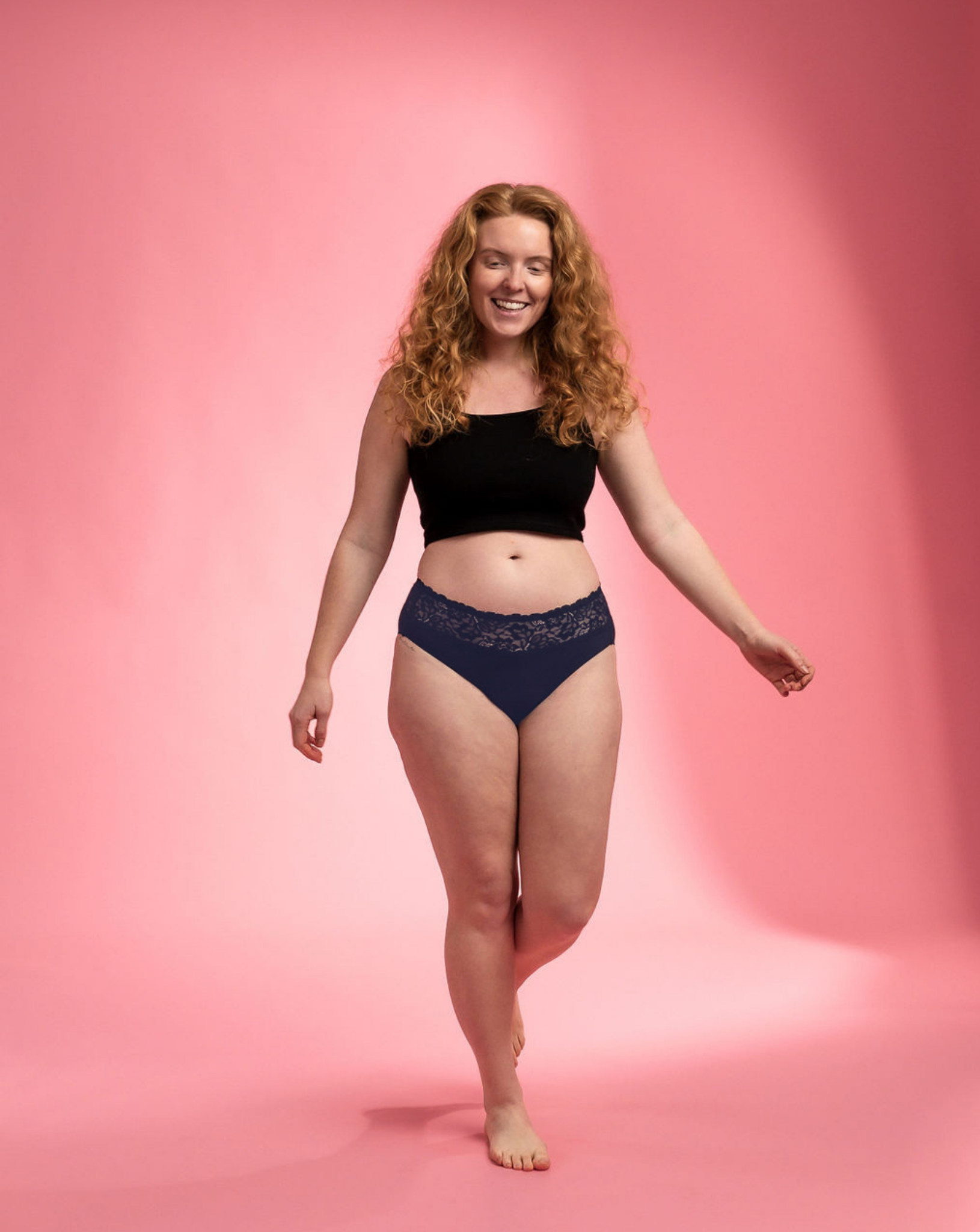 Periodenunterwäsche - Slip mit Spitze - Navy