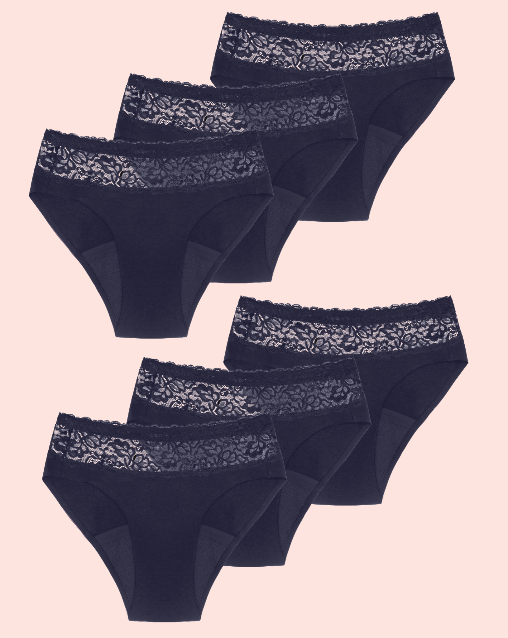 Periodenunterwäsche - Slip mit Spitze - Navy