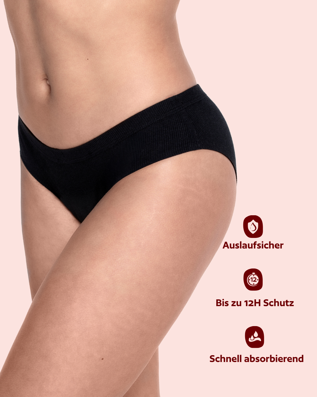 Periodenunterwäsche-Teen-Slip-Schwarz