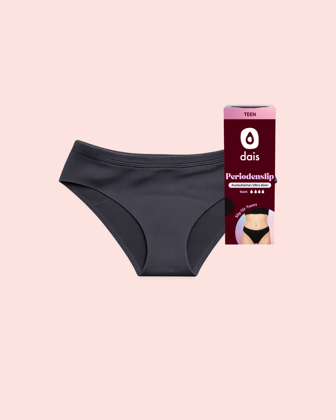 Periodenunterwäsche-Teen-Slip-Schwarz