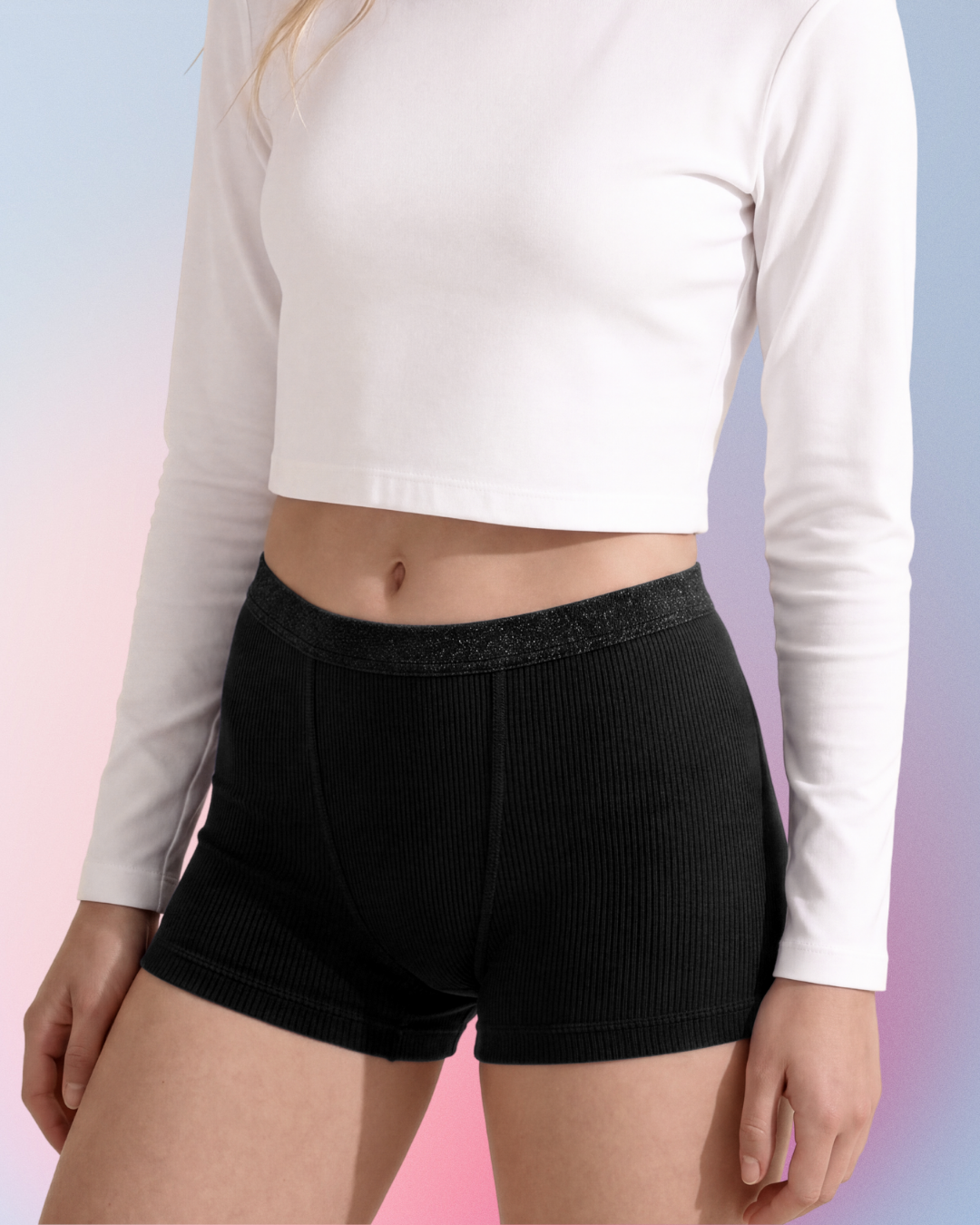 Periodenunterwäsche-Teen-Shorty-Schwarz