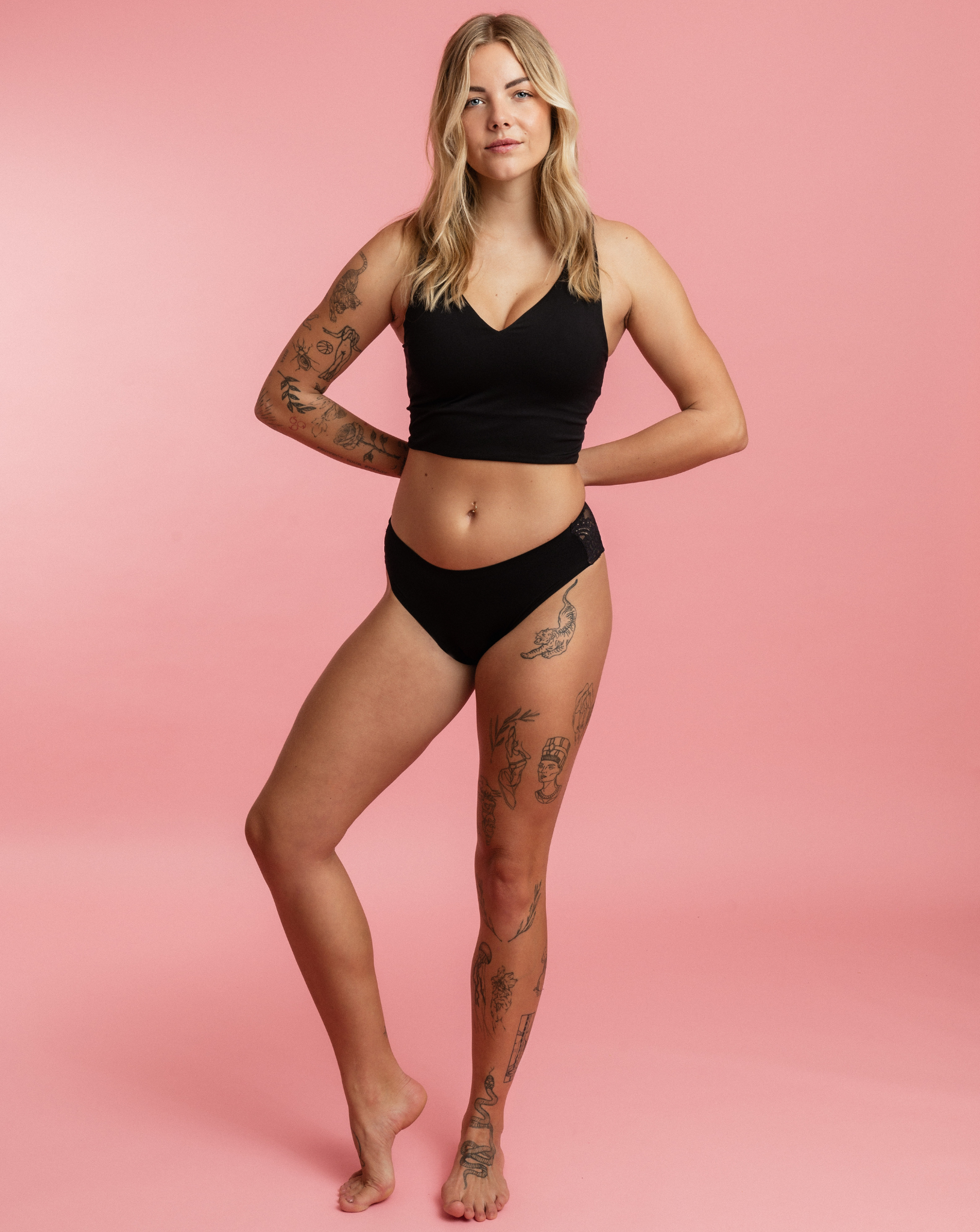 Period Underwear - Brazilian with Lace - Black