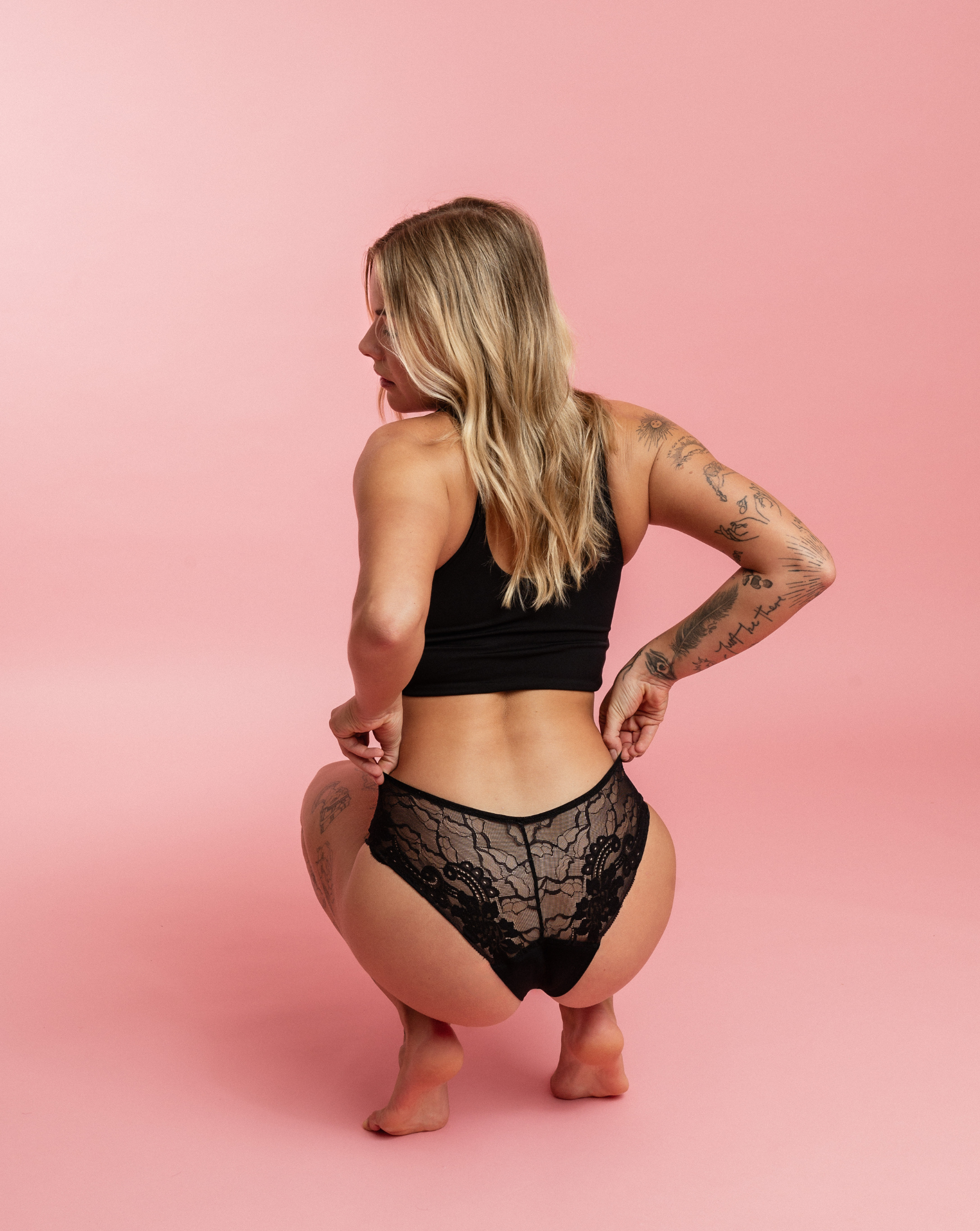 Period Underwear - Brazilian with Lace - Black