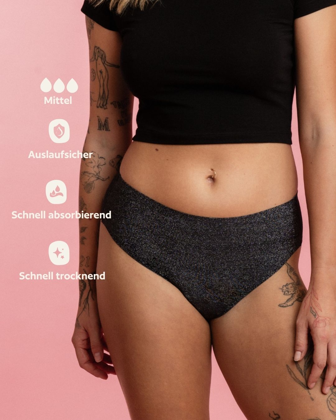 Periodenunterwäsche - Cheeky - Glitzer Schwarz