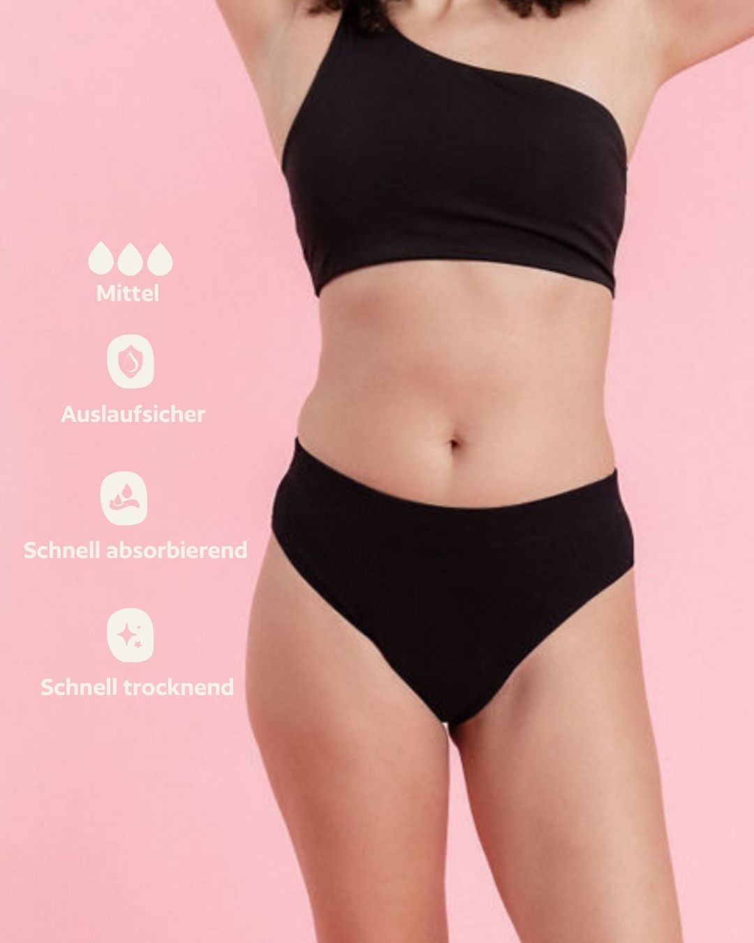 Periodenunterwäsche - Cheeky Ribbed - Schwarz