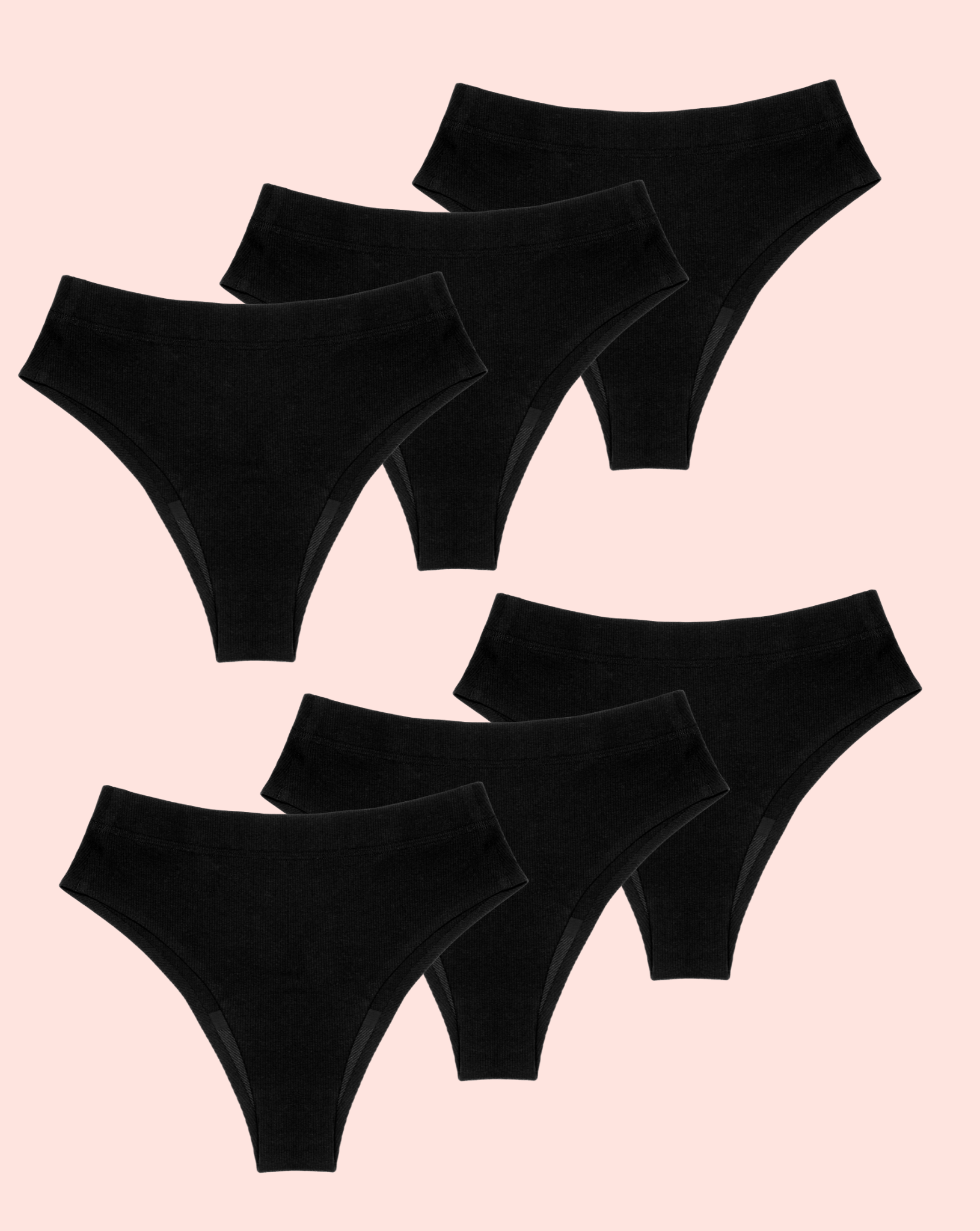 Periodenunterwäsche - Cheeky Ribbed - Schwarz