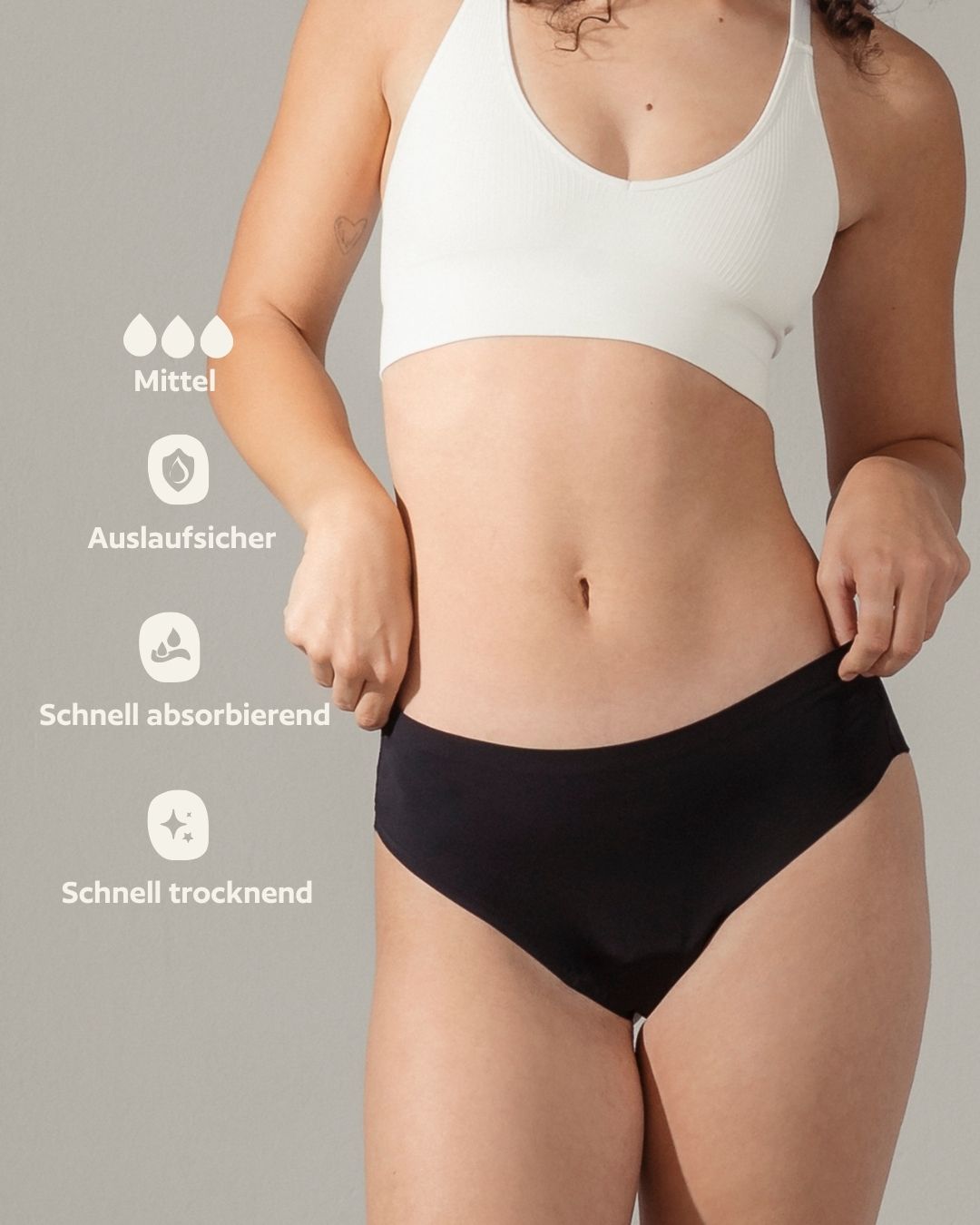 Periodenunterwäsche - Brazilian mit Spitze - Schwarz