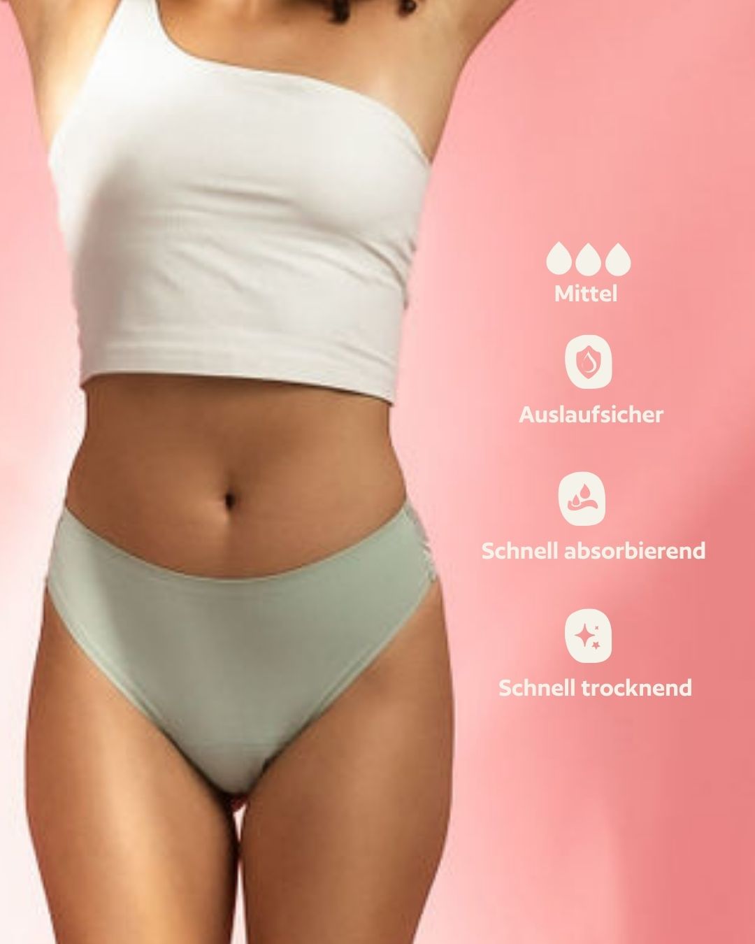 Periodenunterwäsche - Brazilian mit Spitze - Matcha