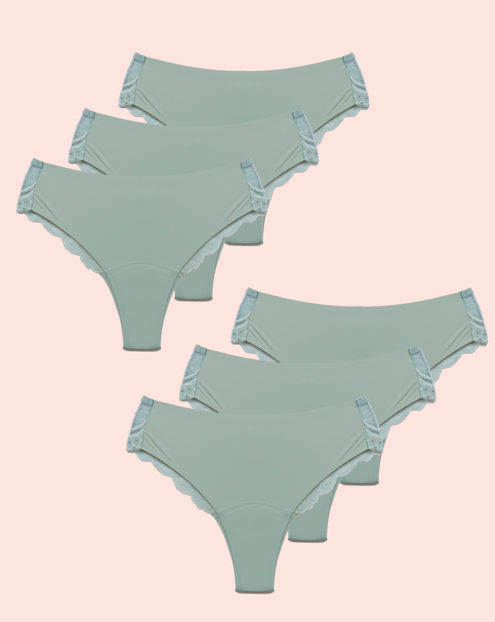 Periodenunterwäsche - Brazilian mit Spitze - Matcha