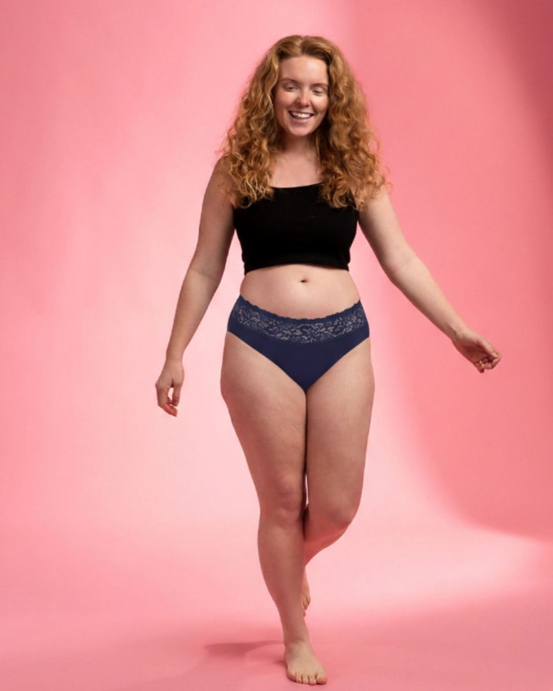 Periodenunterwäsche - Slip mit Spitze - Navy