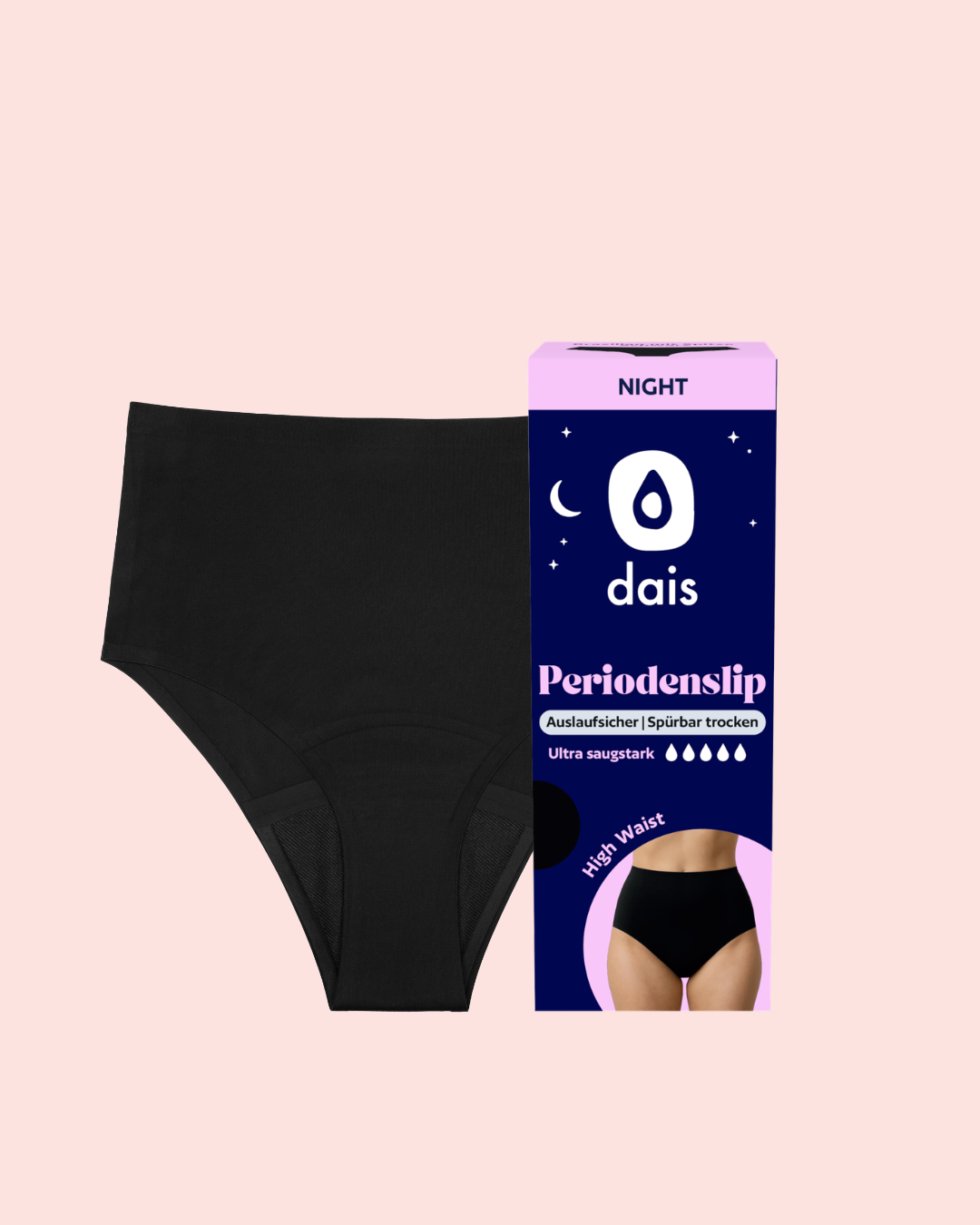 dais Periodenunterwäsche Night High Waist — vegan, 0% Biozide, OEKO-TEX® zertifiziert