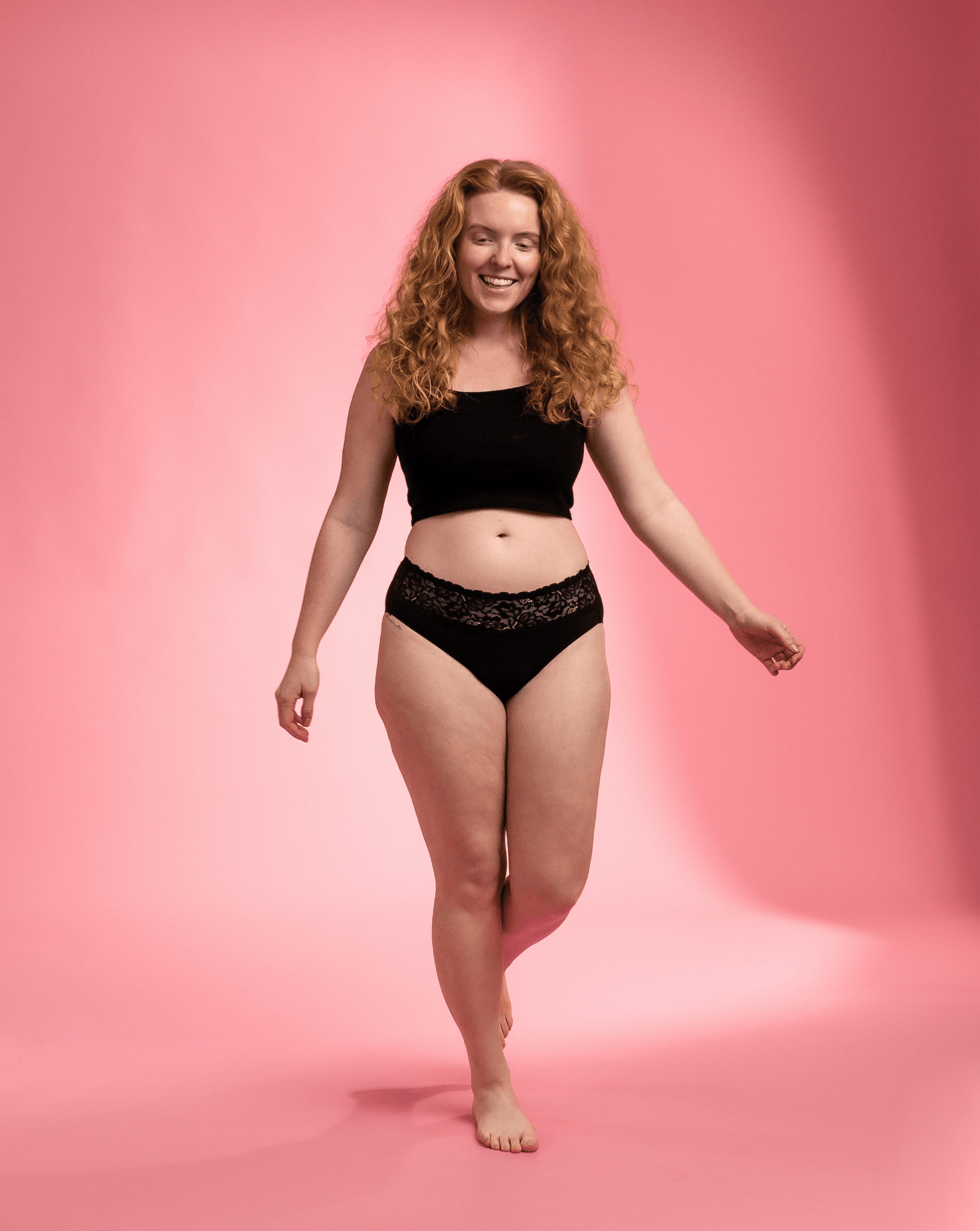 Periodenunterwäsche - Slip mit Spitze - Schwarz