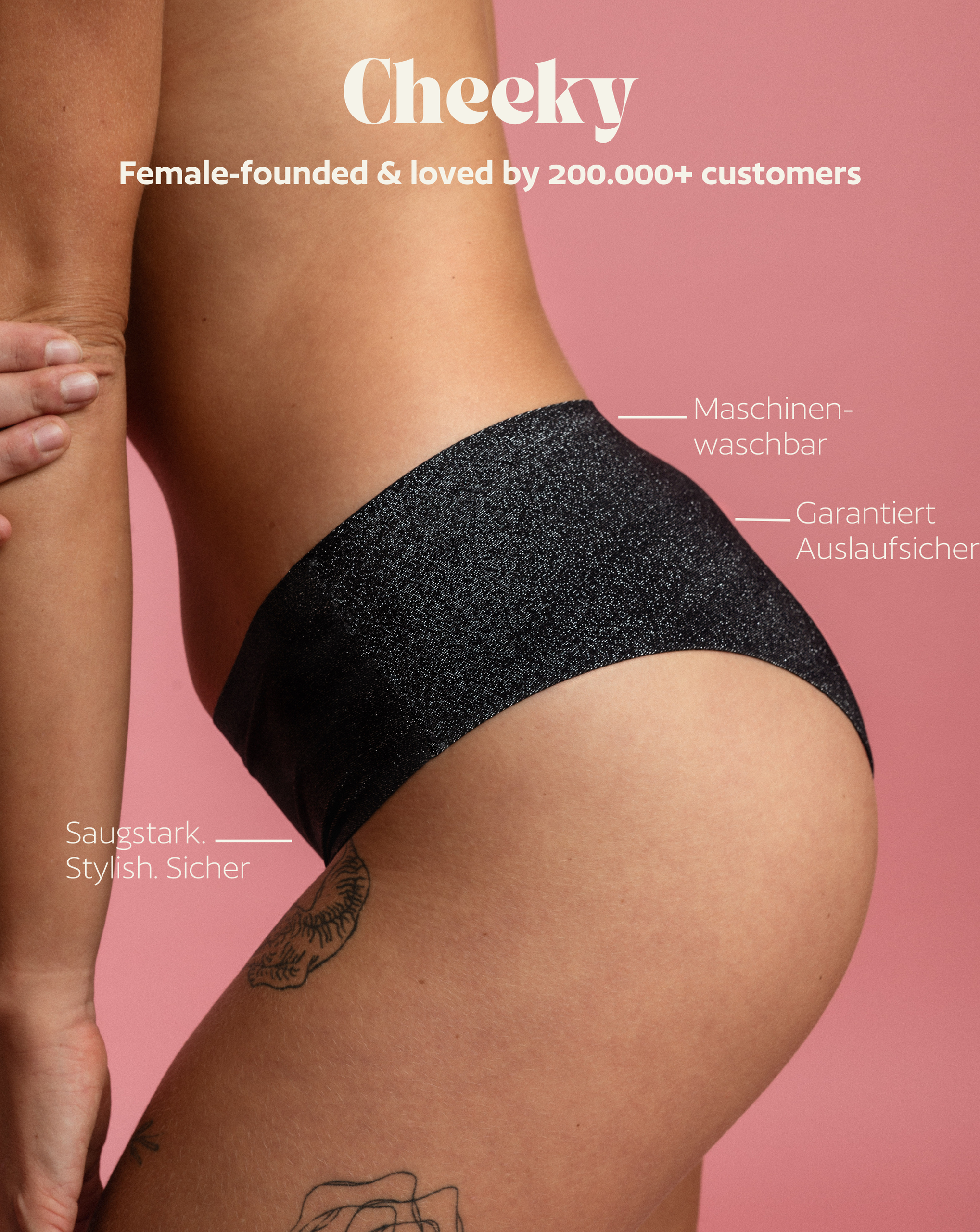 Periodenunterwäsche - Cheeky - Glitzer Schwarz