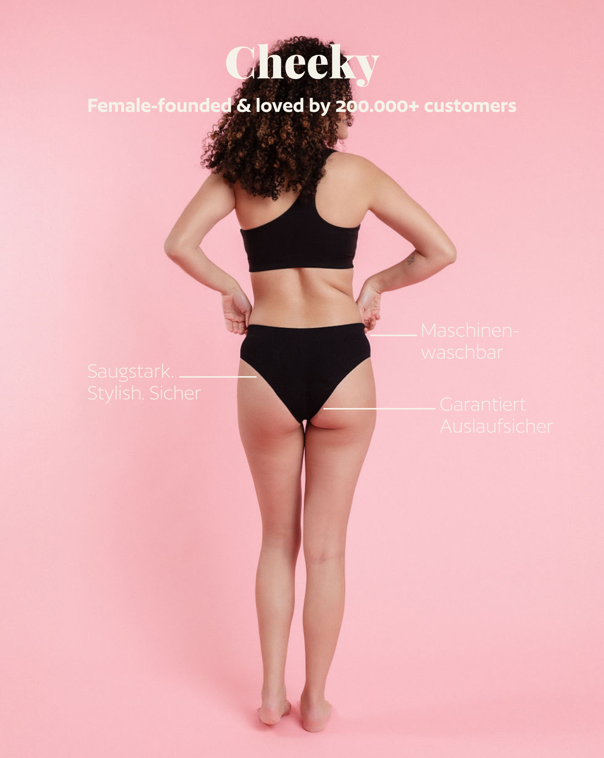 Periodenunterwäsche - Cheeky Ribbed - Schwarz