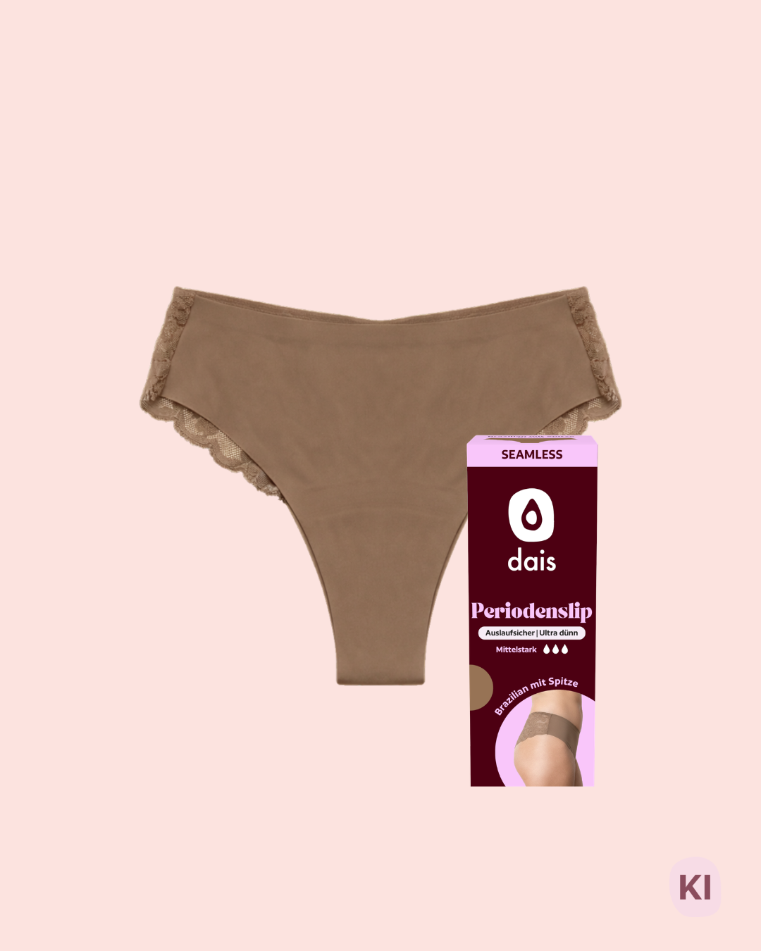 Periodenunterwäsche - Brazilian mit Spitze - Caramel Limited Edition