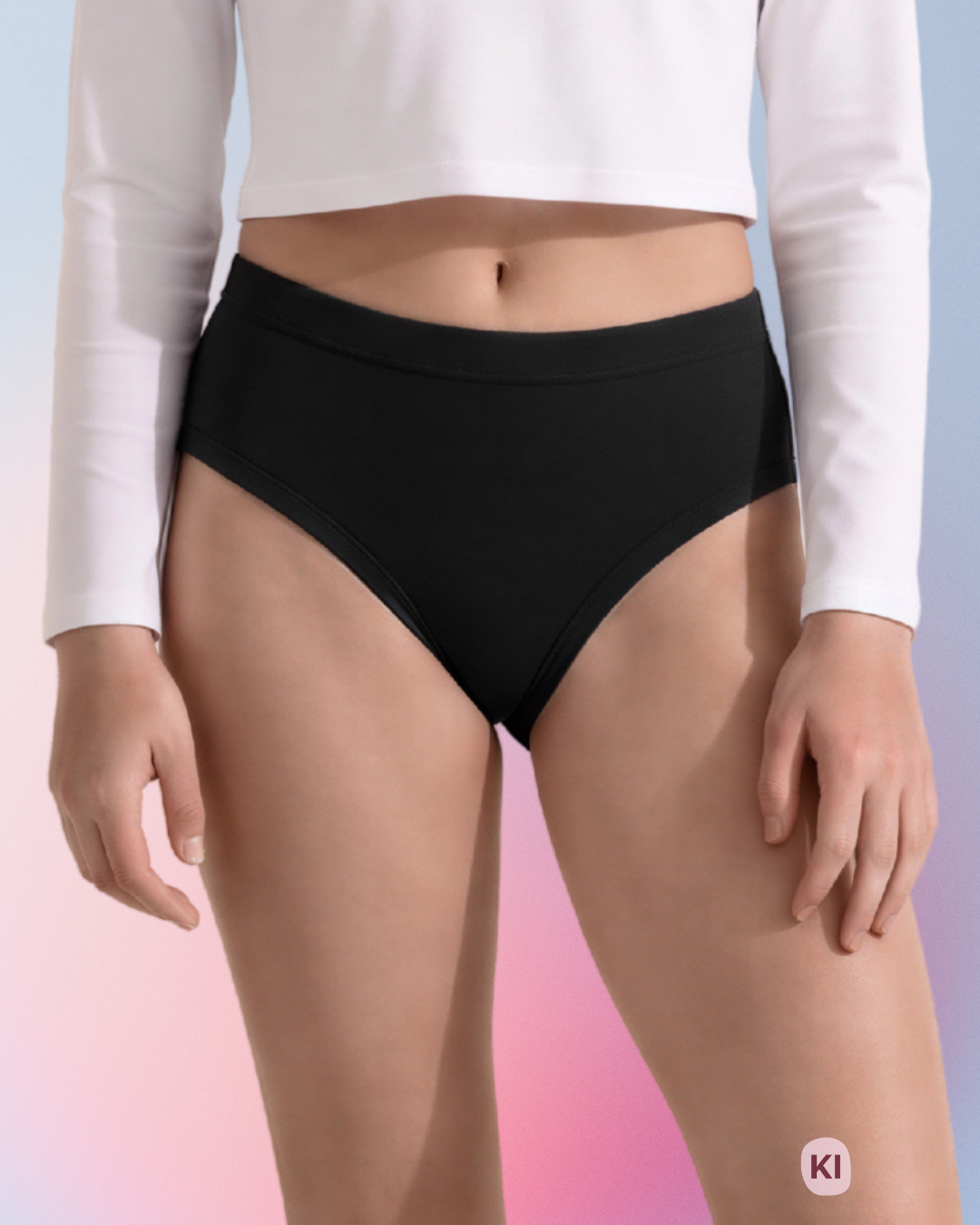 Periodenunterwäsche-Teen-Slip-Schwarz