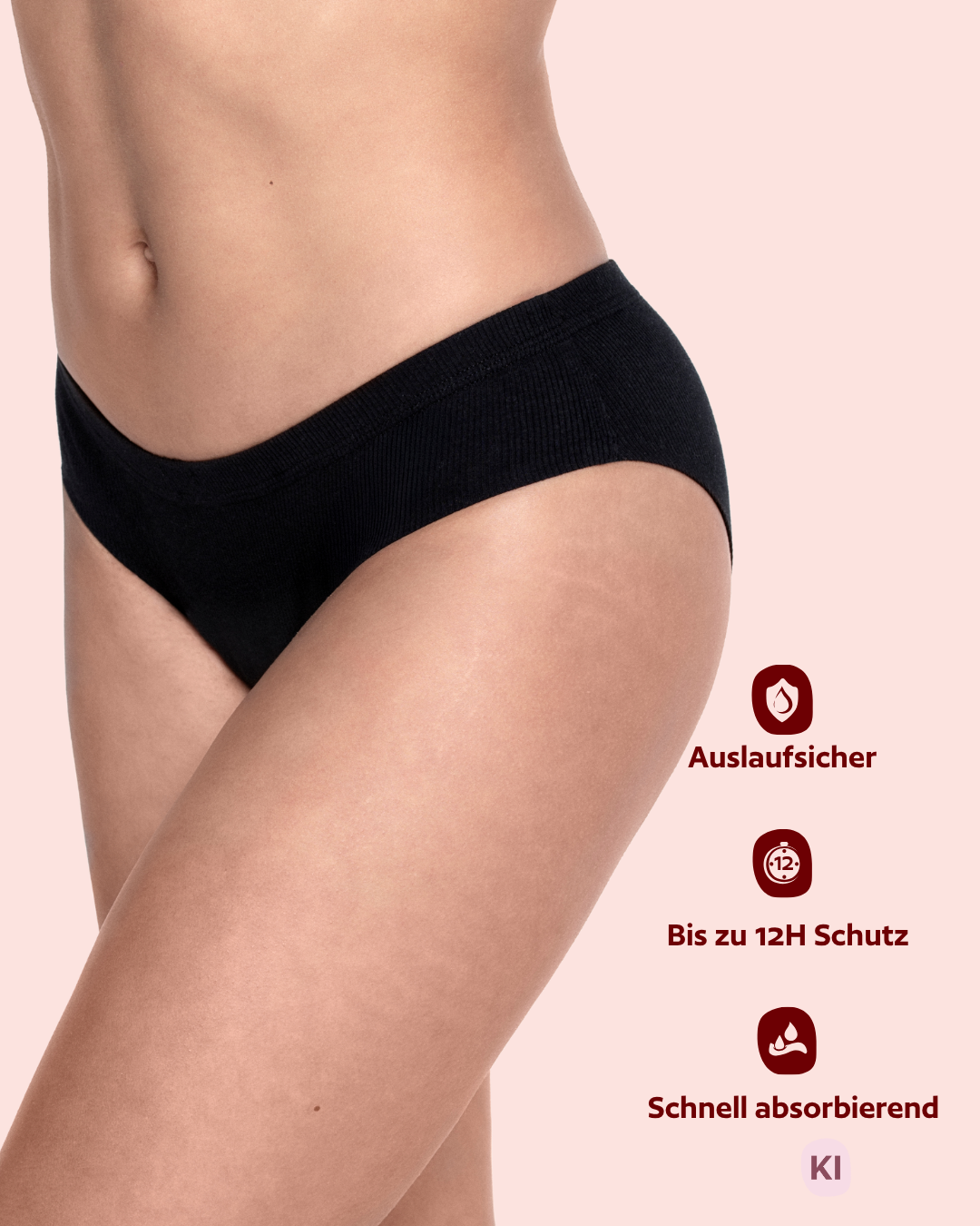 Periodenunterwäsche-Teen-Slip-Schwarz