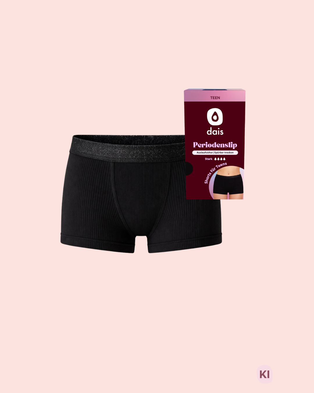 Periodenunterwäsche-Teen-Shorty-Schwarz