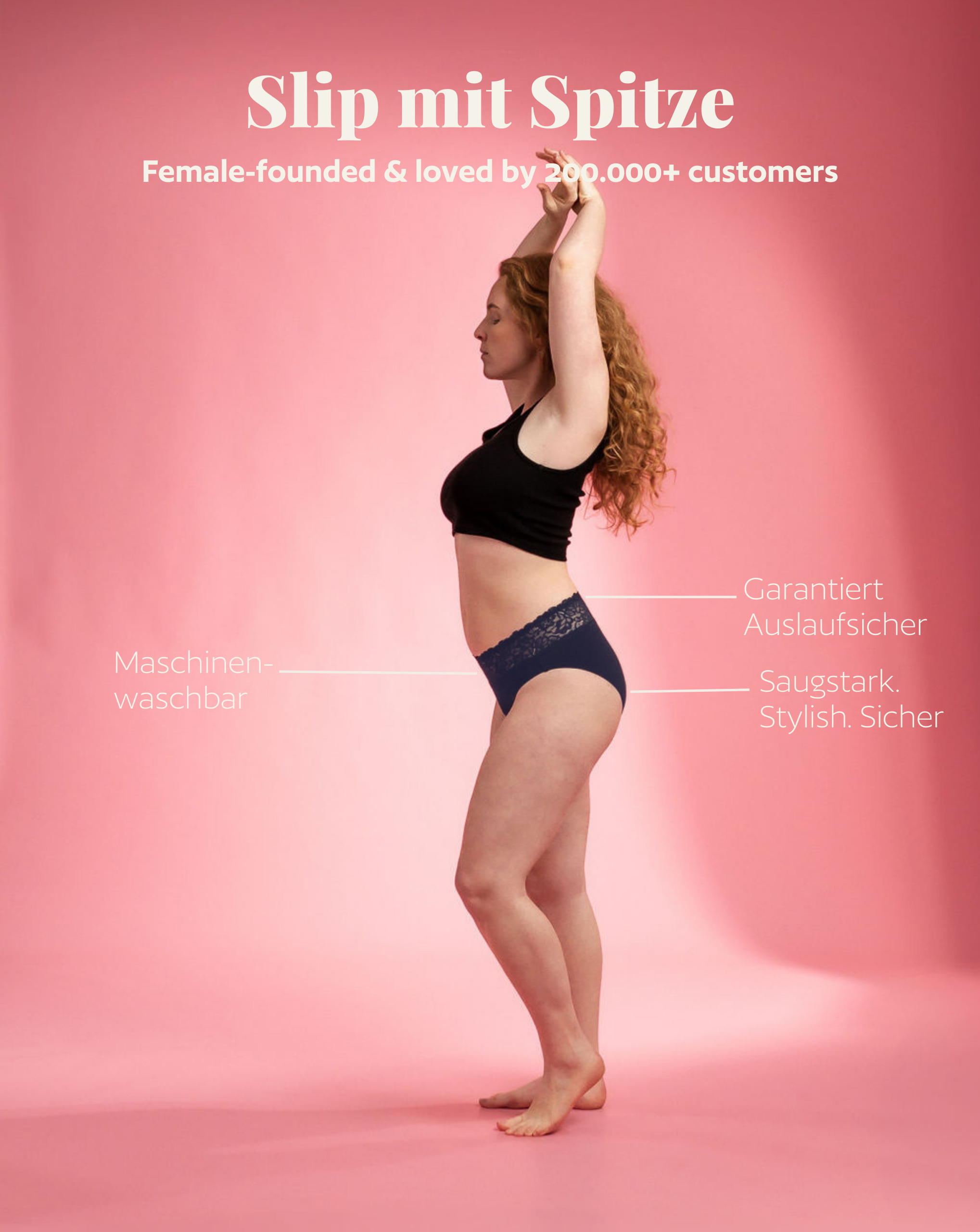 Periodenunterwäsche - Slip mit Spitze - Navy