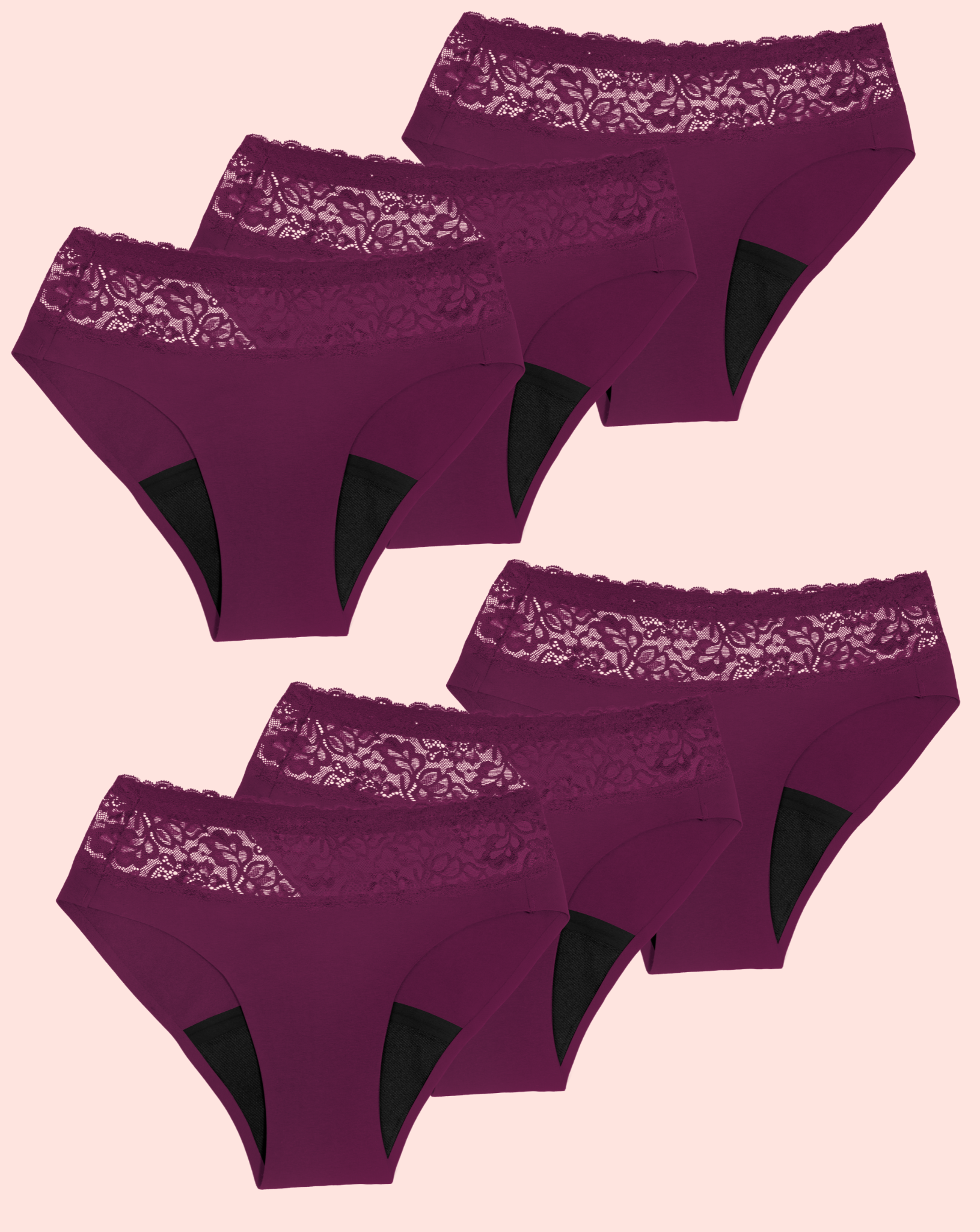 Periodenunterwäsche - Slip mit Spitze - Berry