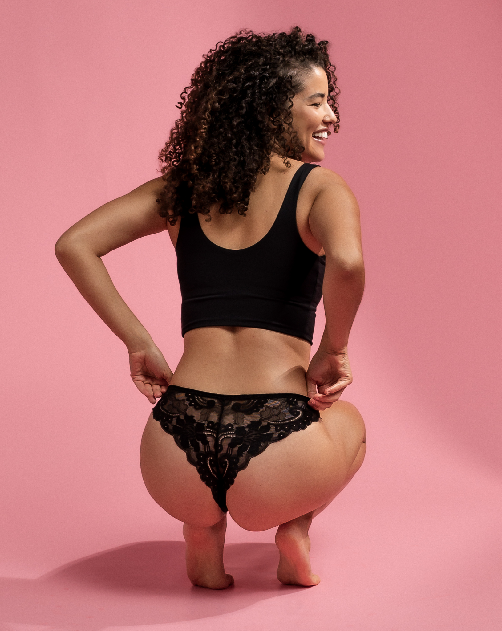 Black light period underwear from dais in a Brazilian cut with lace on the back.