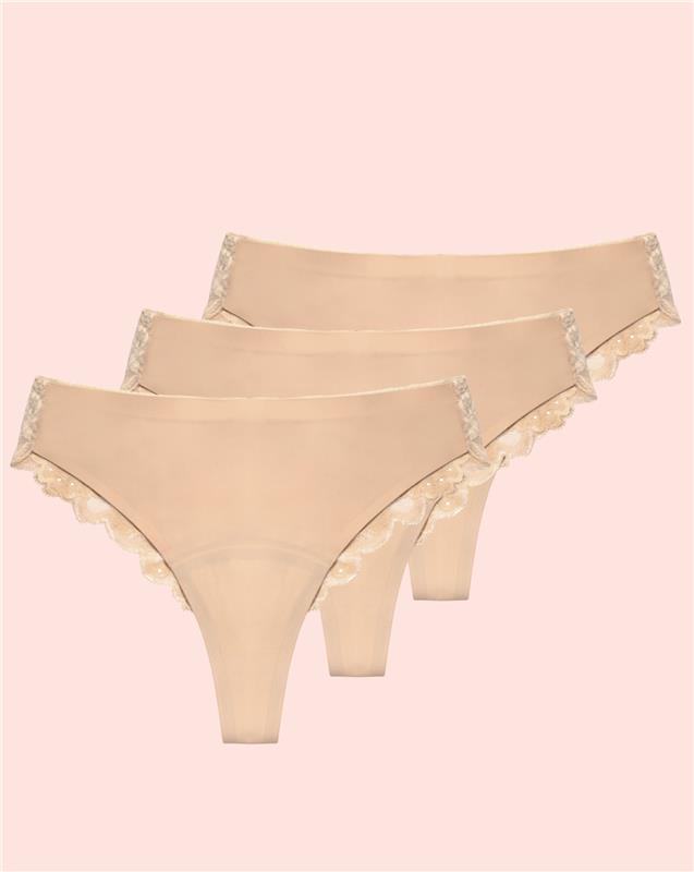 Daily - Brazilian mit Spitze - Beige