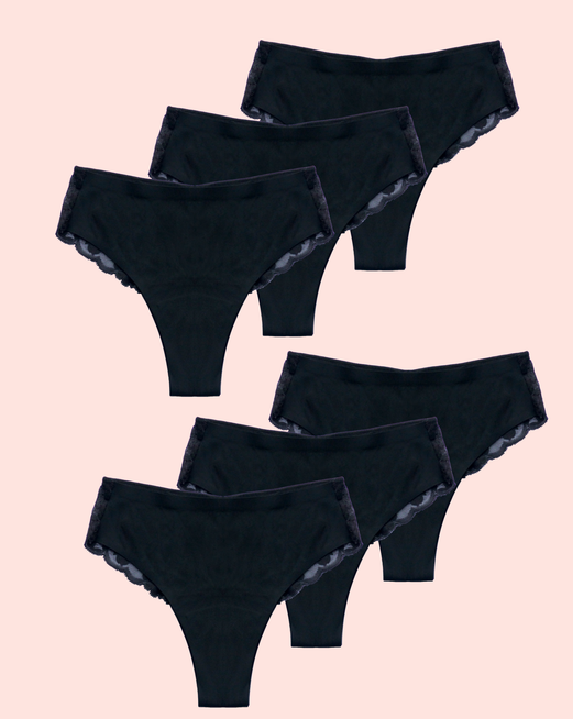 Periodenunterwäsche-Brazilian mit Spitze-Schwarz-Leicht