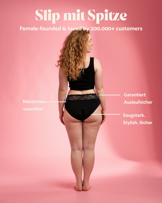 Periodenunterwäsche - Brief mit Spitze - Bio-Baumwolle