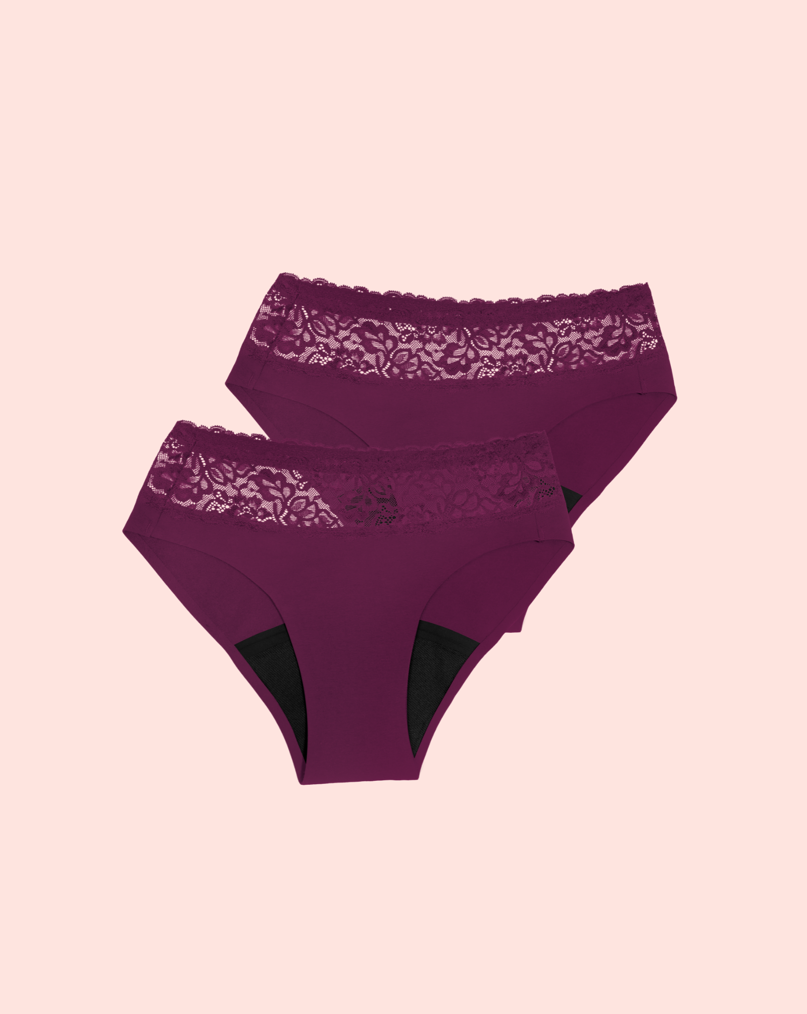 Periodenunterwäsche - Slip mit Spitze - Berry