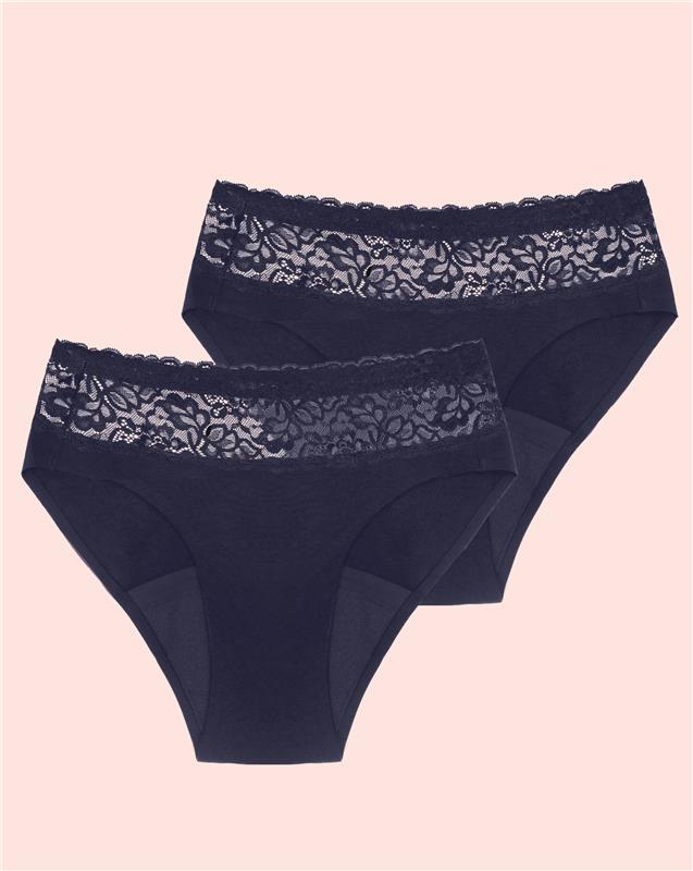 Periodenunterwäsche - Slip mit Spitze - Navy