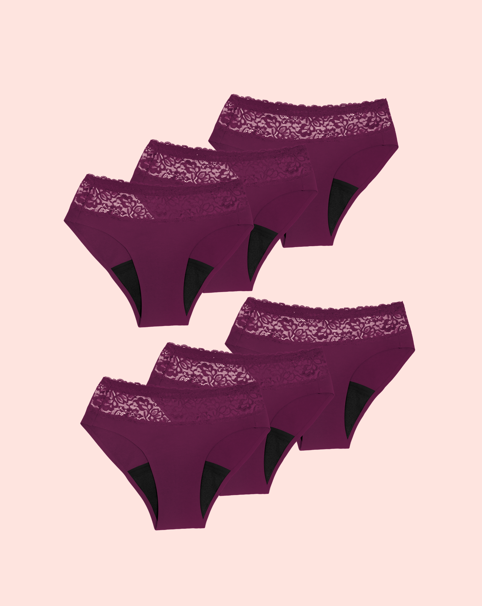 Periodenunterwäsche - Slip mit Spitze - Berry