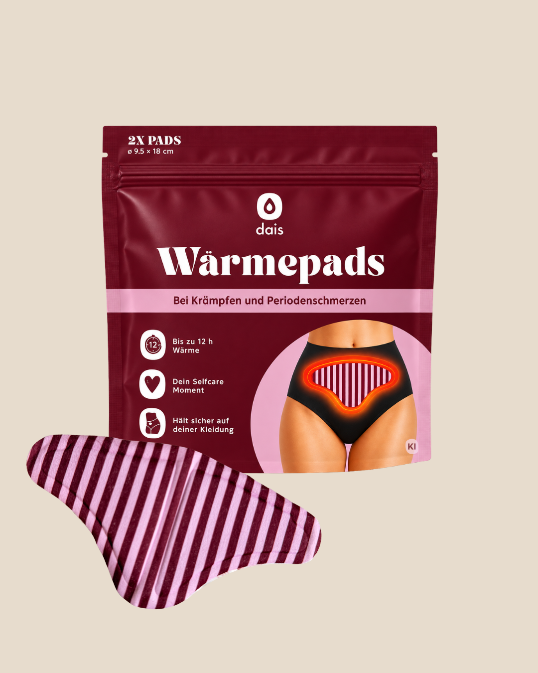 Wärmepads bei Krämpfen und Periodenschmerzen, 2 Stück