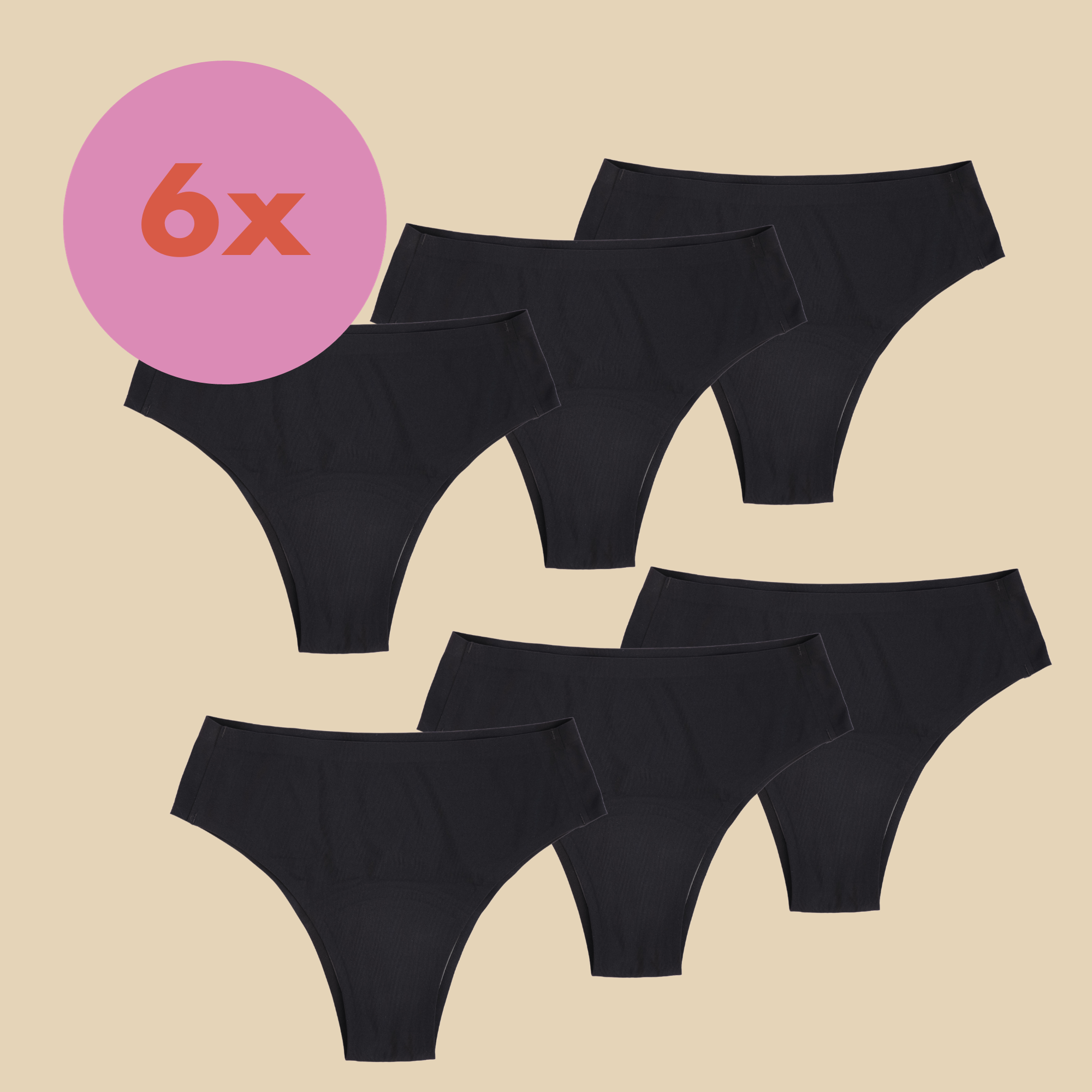 6x Bundle- Period Underwear- Cheeky Cut- Nylon