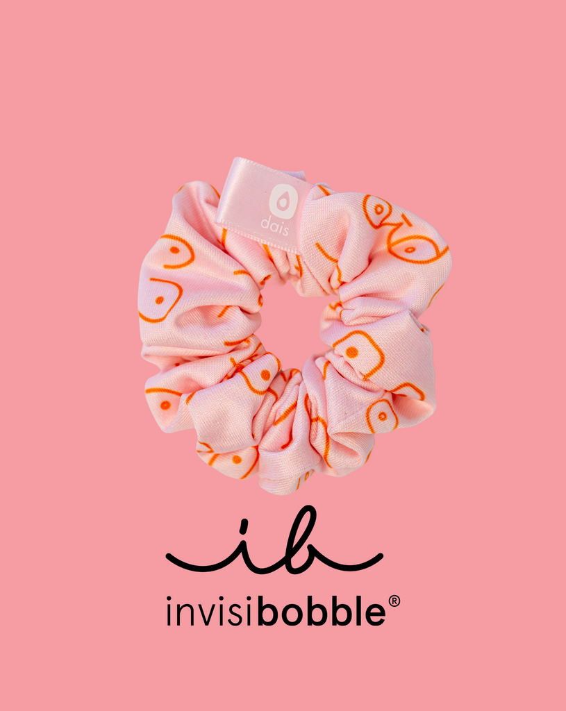 dais x invisibobble sprunchie, pink with boob print
