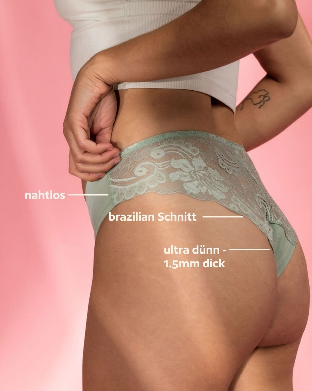 Period Underwear - Brazilian Lace - Matcha