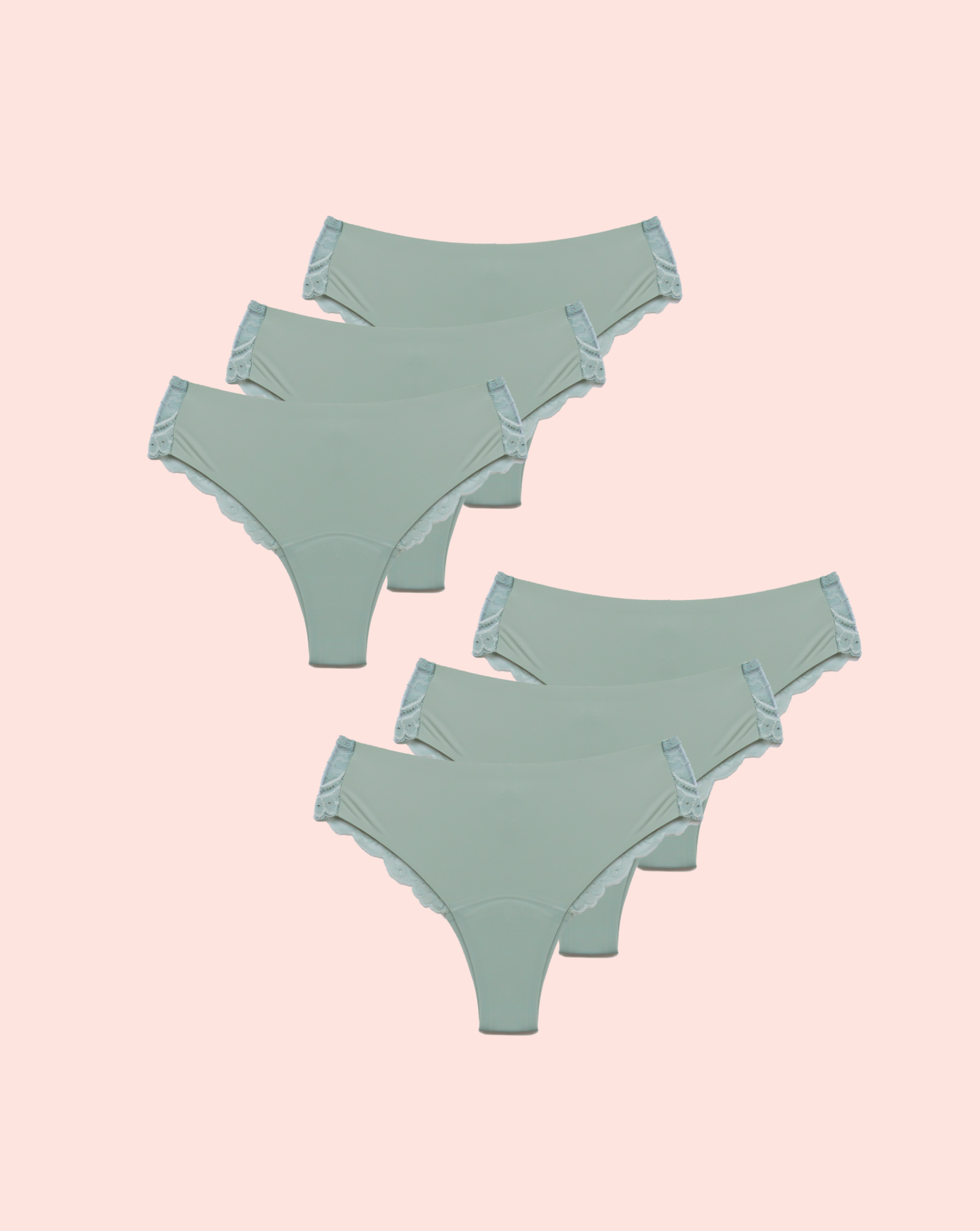 Periodenunterwäsche - Brazilian mit Spitze - Matcha