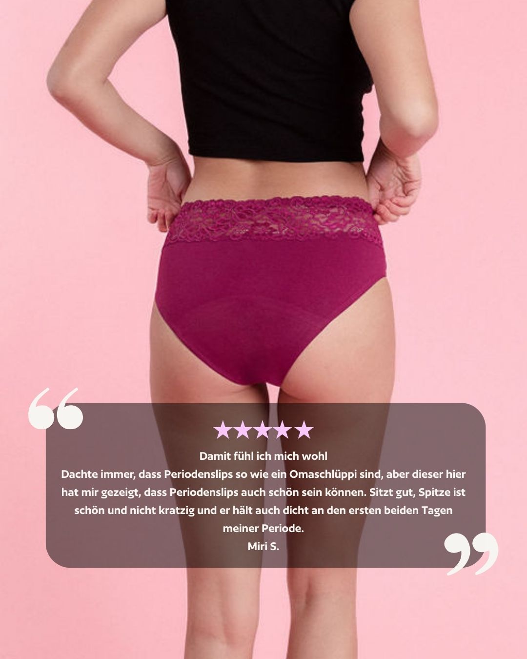 Period Underwear - Brief with Lace - Berry