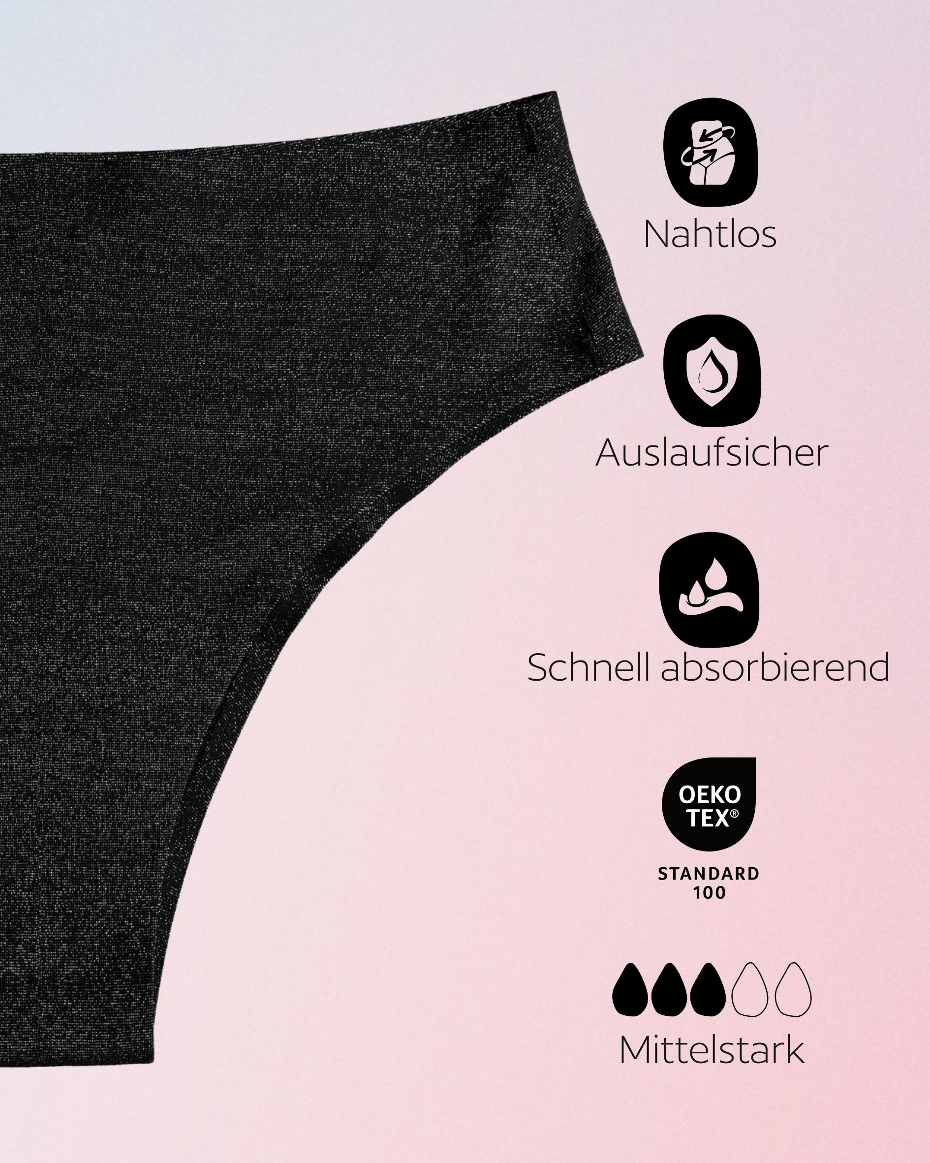 Periodenunterwäsche - Cheeky - Glitzer Schwarz