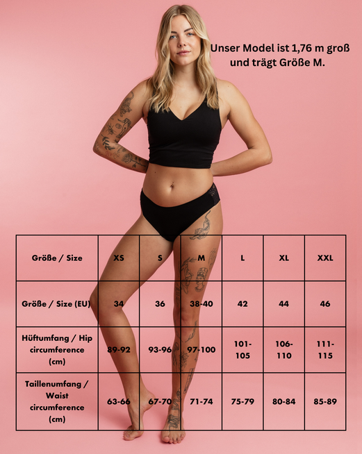 Periodenunterwäsche-Brazilian mit Spitze-Schwarz-Leicht