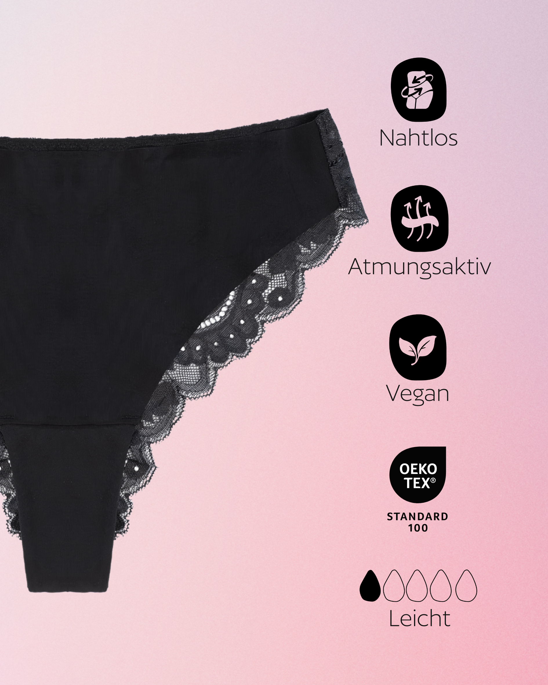 Daily - Brazilian mit Spitze - Schwarz