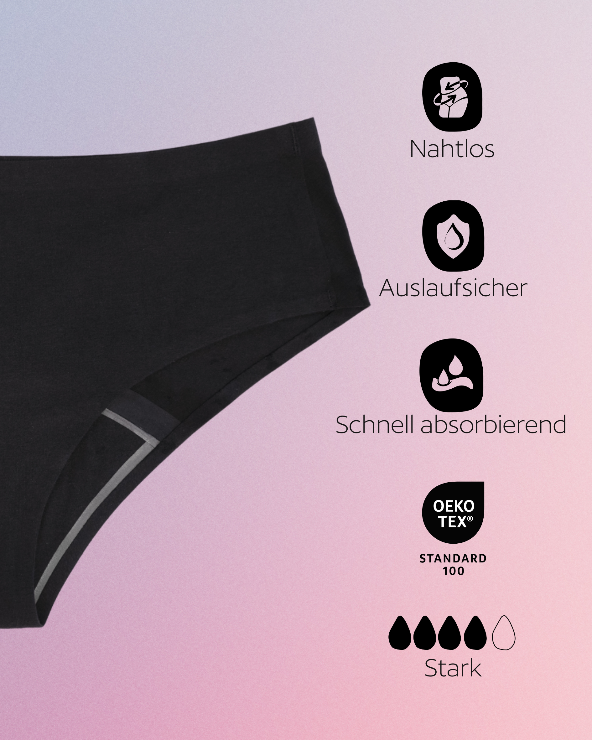 Period Underwear - Hipster - Black