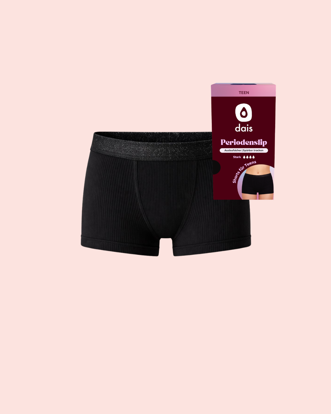 Periodenunterwäsche-Teen-Shorty-Schwarz