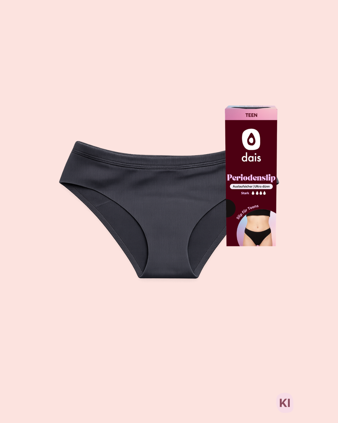 Periodenunterwäsche-Teen-Slip-Schwarz