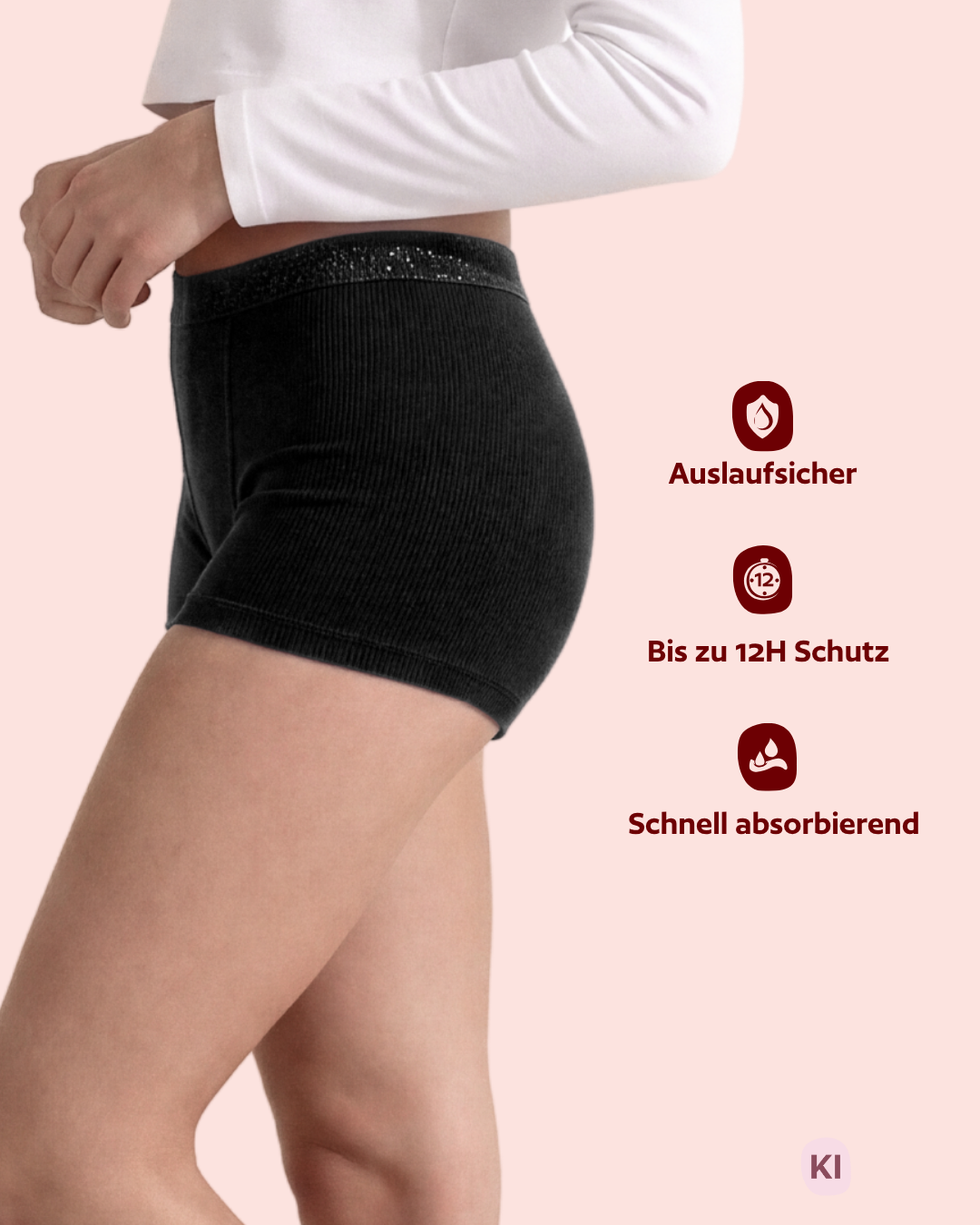 Periodenunterwäsche-Teen-Shorty-Schwarz