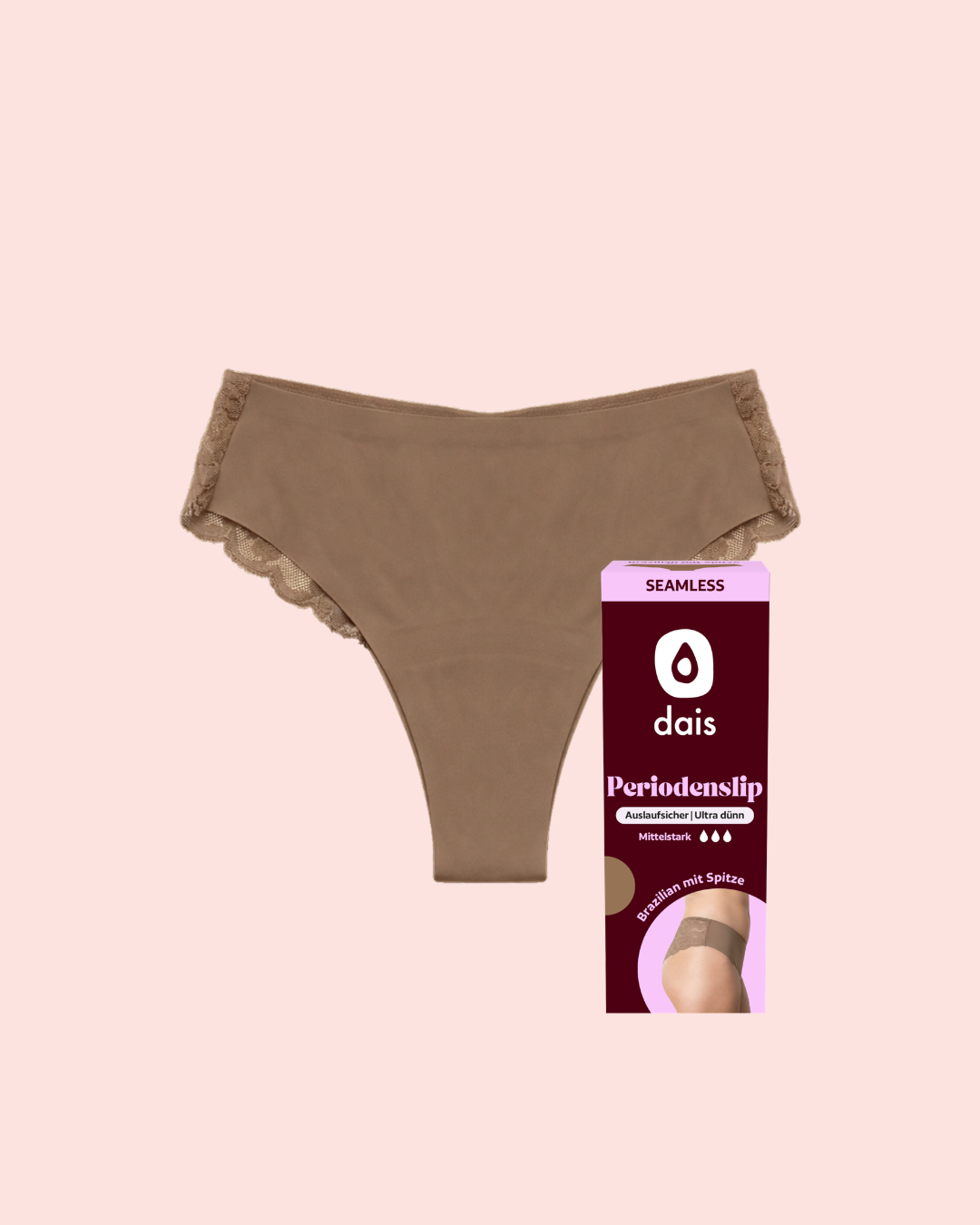 Periodenunterwäsche - Brazilian mit Spitze - Caramell Limited Edition