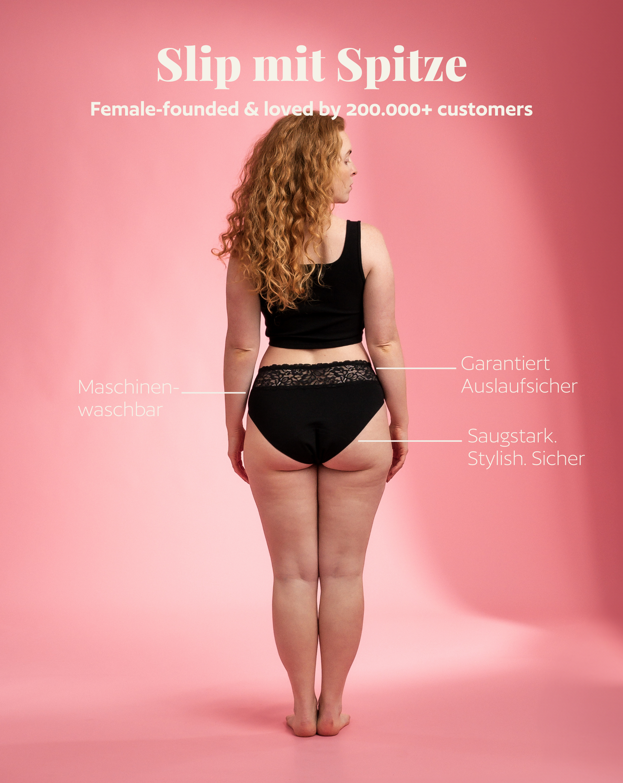 Periodenunterwäsche - Slip mit Spitze - Schwarz