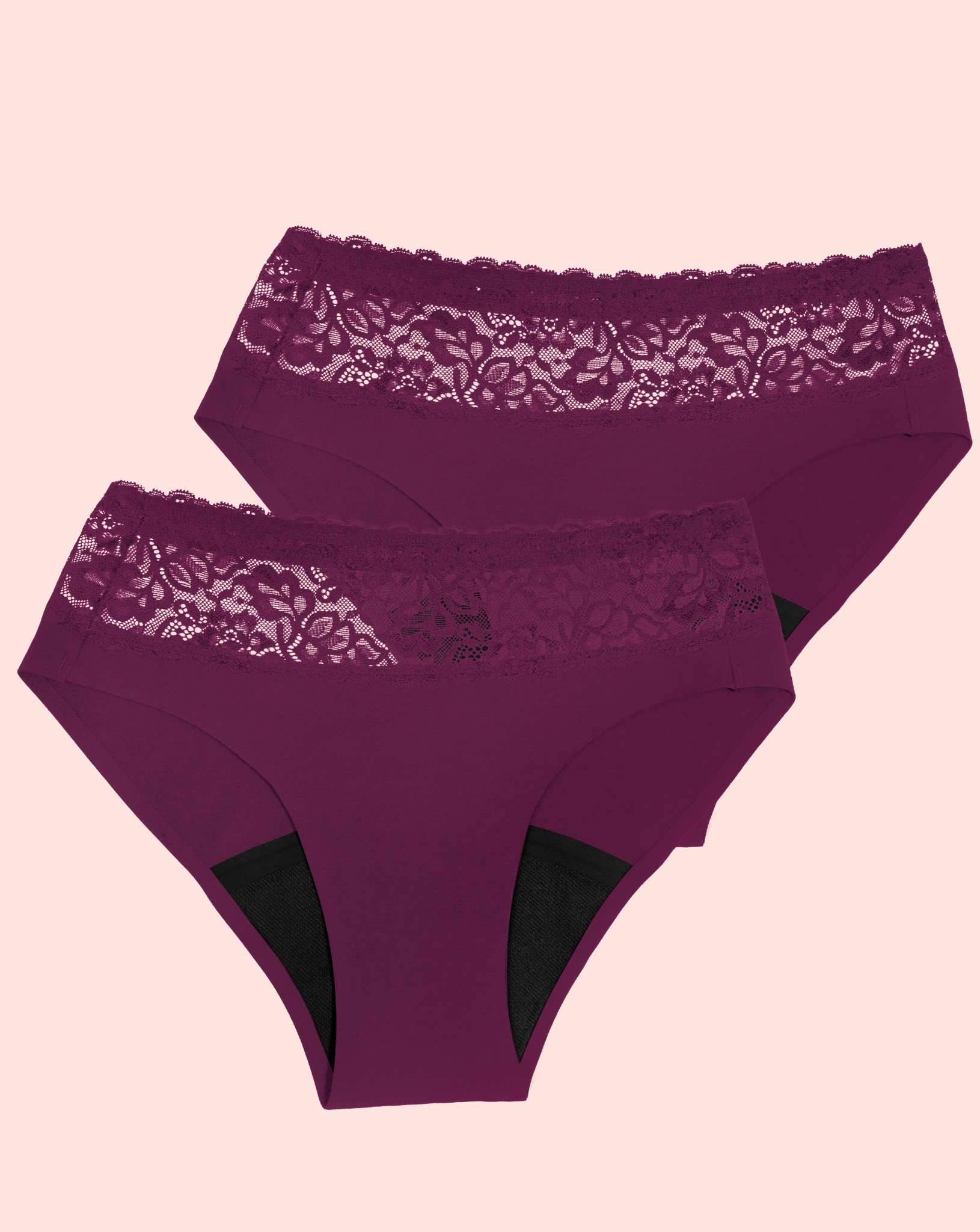 Periodenunterwäsche - Slip mit Spitze - Berry